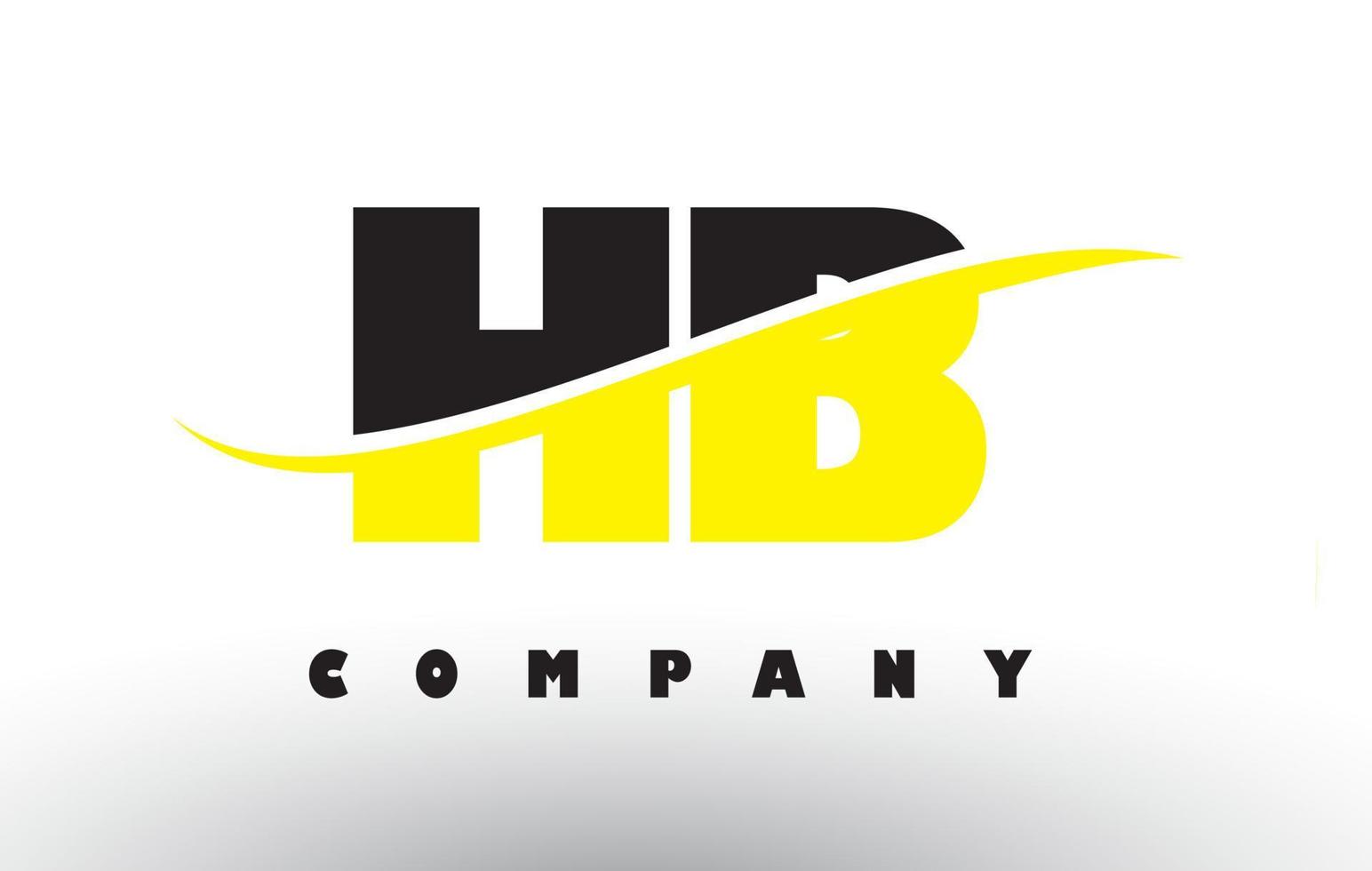 HB H B Black and Yellow Letter Logo with Swoosh. vector