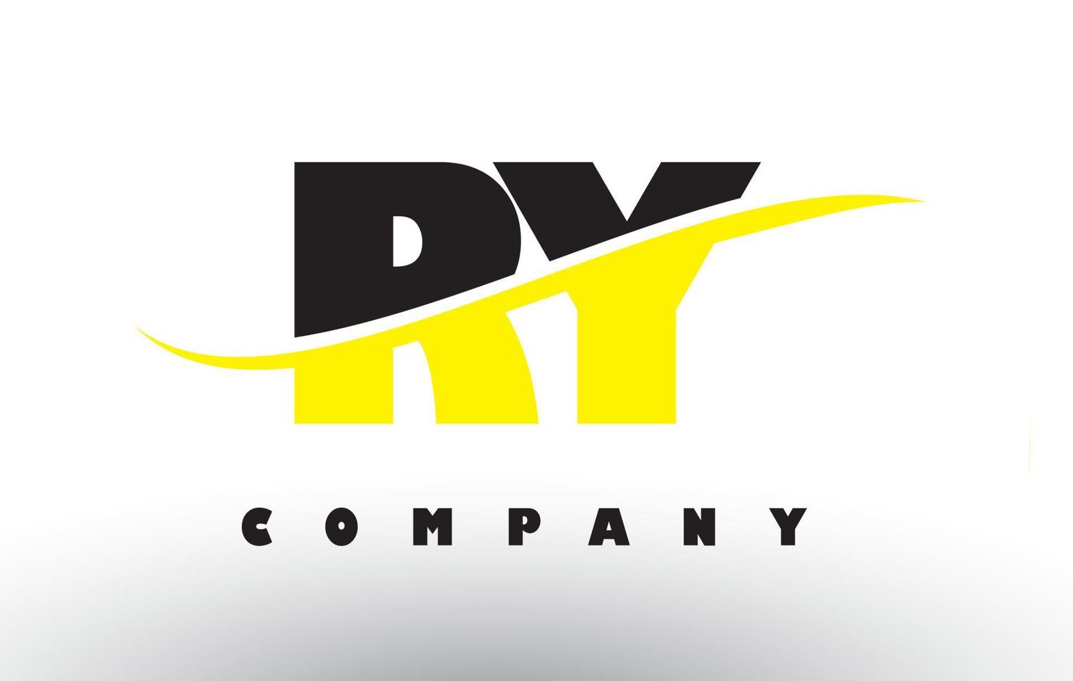 RY R Y Black and Yellow Letter Logo with Swoosh. vector