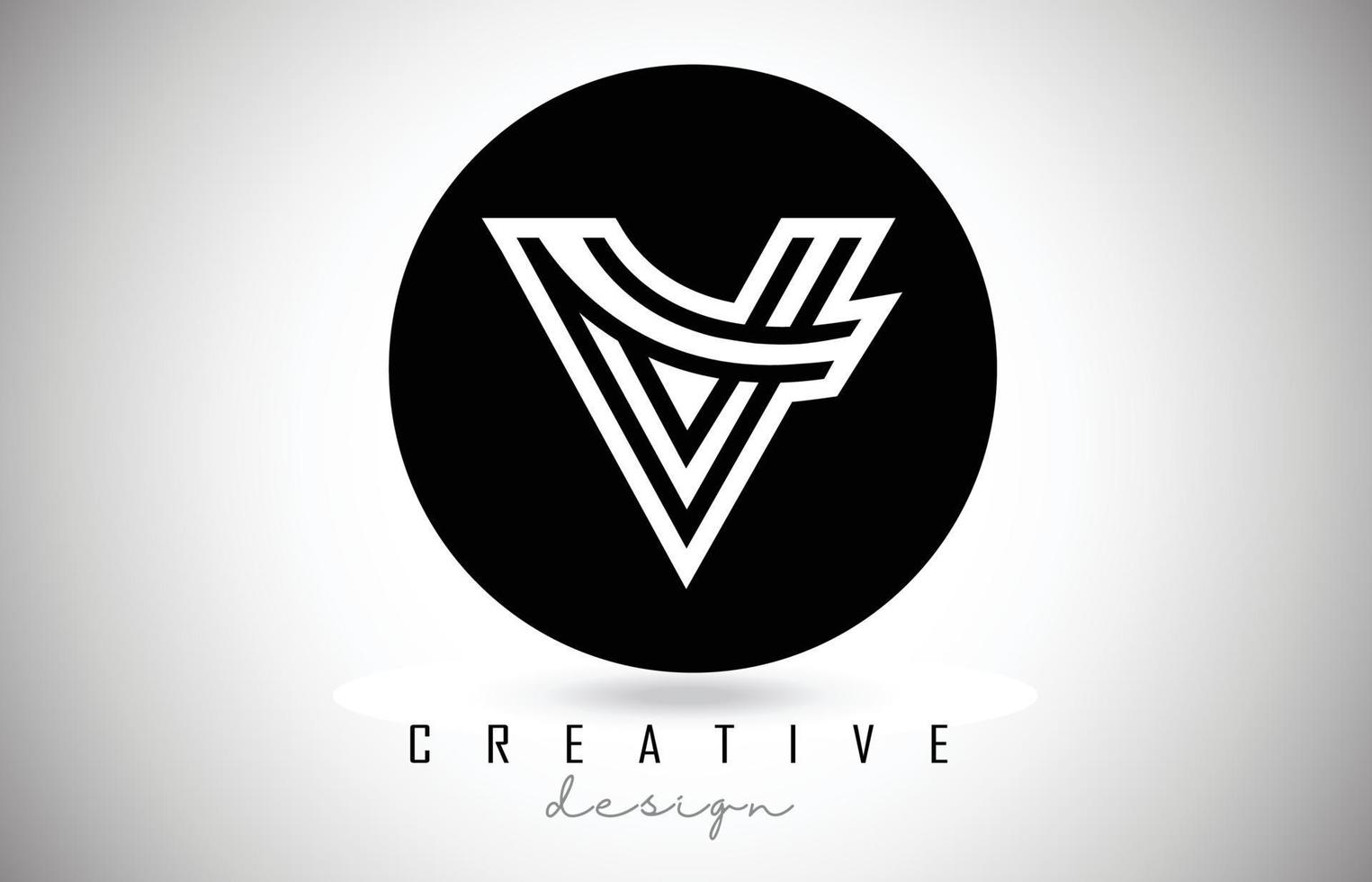 V carta logo monograma diseño vectorial. icono de letra v creativo con líneas negras vector