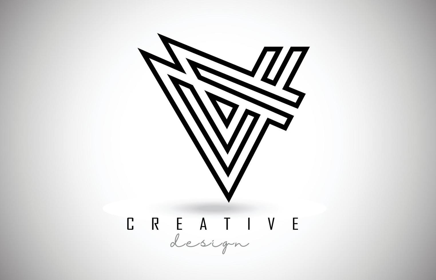 V carta logo monograma diseño vectorial. icono de letra v creativo con líneas negras vector