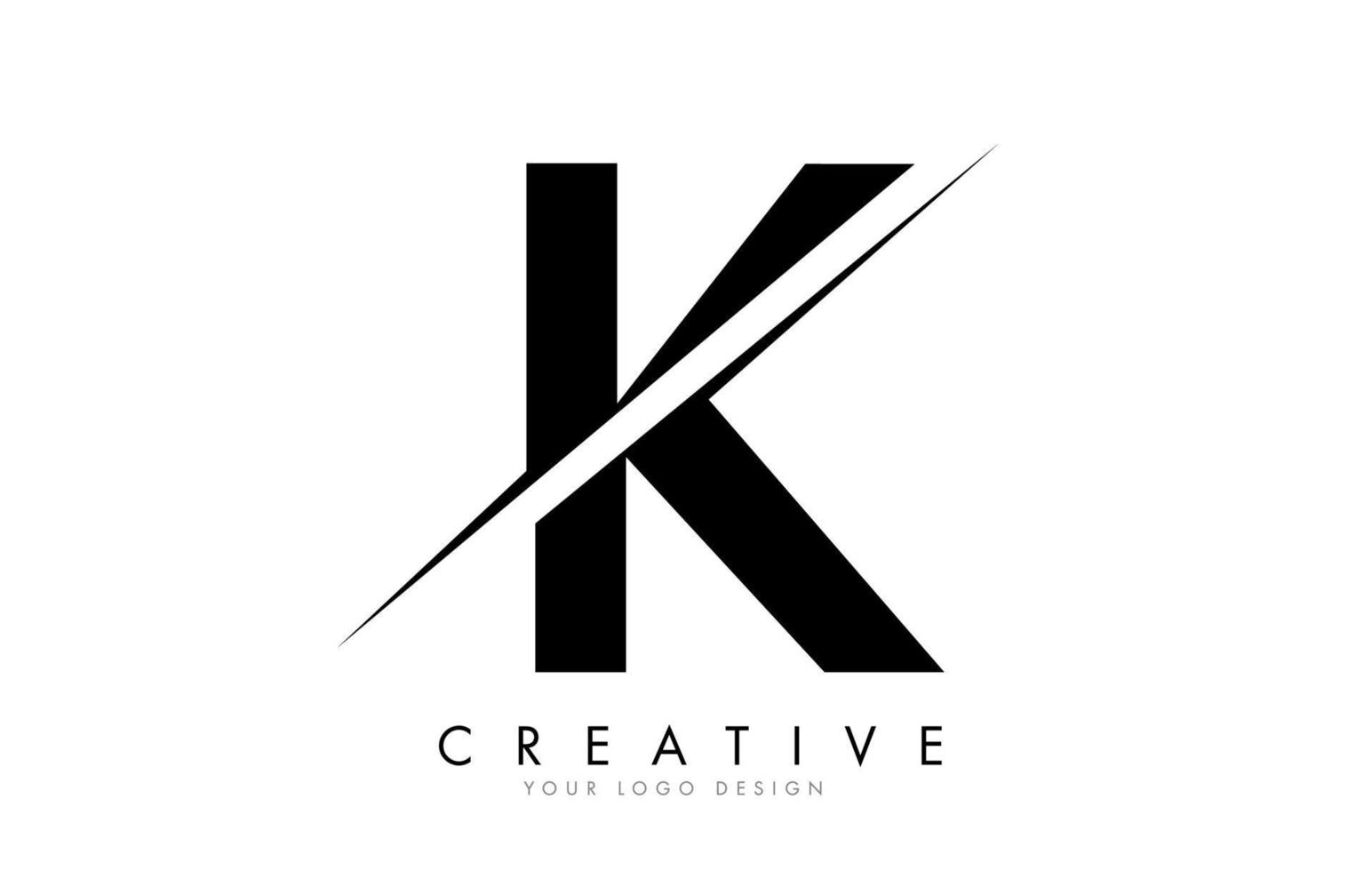 Diseño de logotipo de letra K con un corte creativo. vector