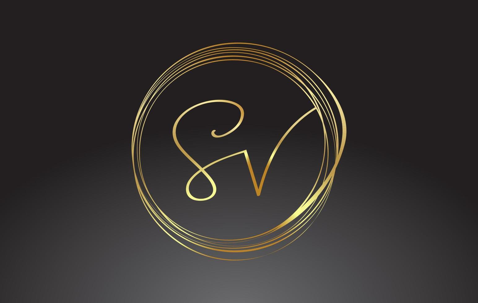 Letras de oro sv sv firma monograma vector logo. icono de sv sv simple con patrón circular.