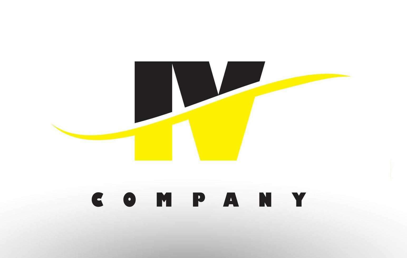IV I V Black and Yellow Letter Logo with Swoosh. vector