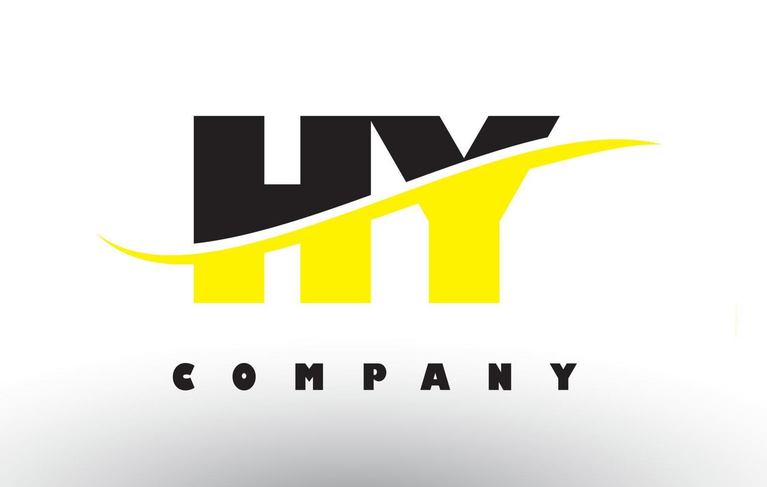 HY H Y Black and Yellow Letter Logo with Swoosh. vector