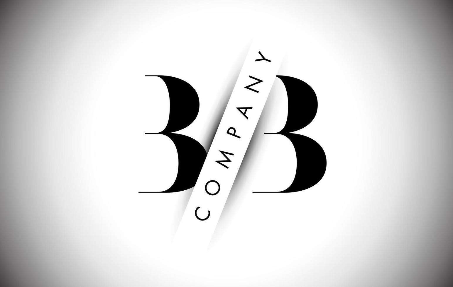 Logotipo de letra bb b con corte de sombra creativo y diseño de texto superpuesto. vector