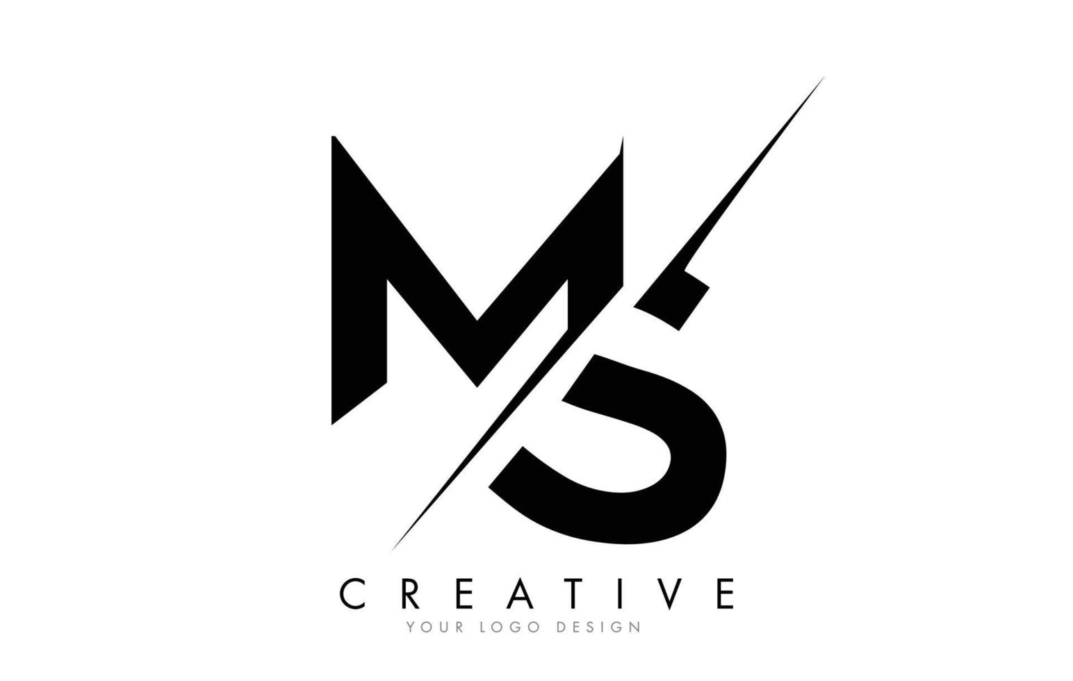 MS M S Letter Logo Design with a Creative Cut. vector