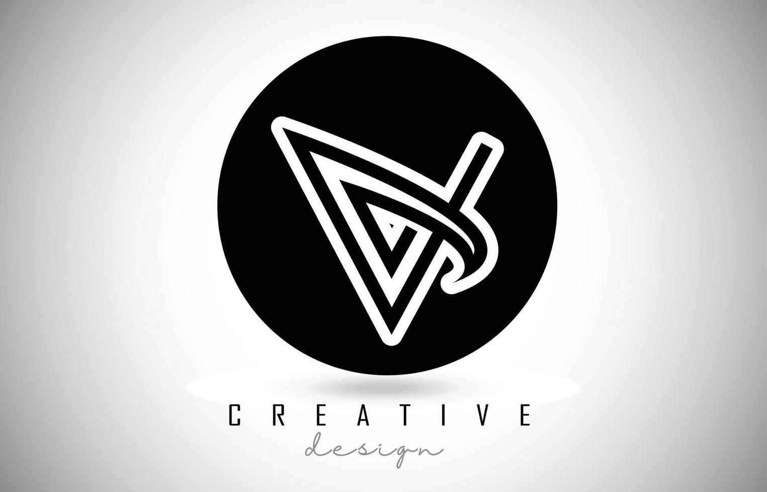 V carta logo monograma diseño vectorial. icono de letra v creativo con líneas negras vector
