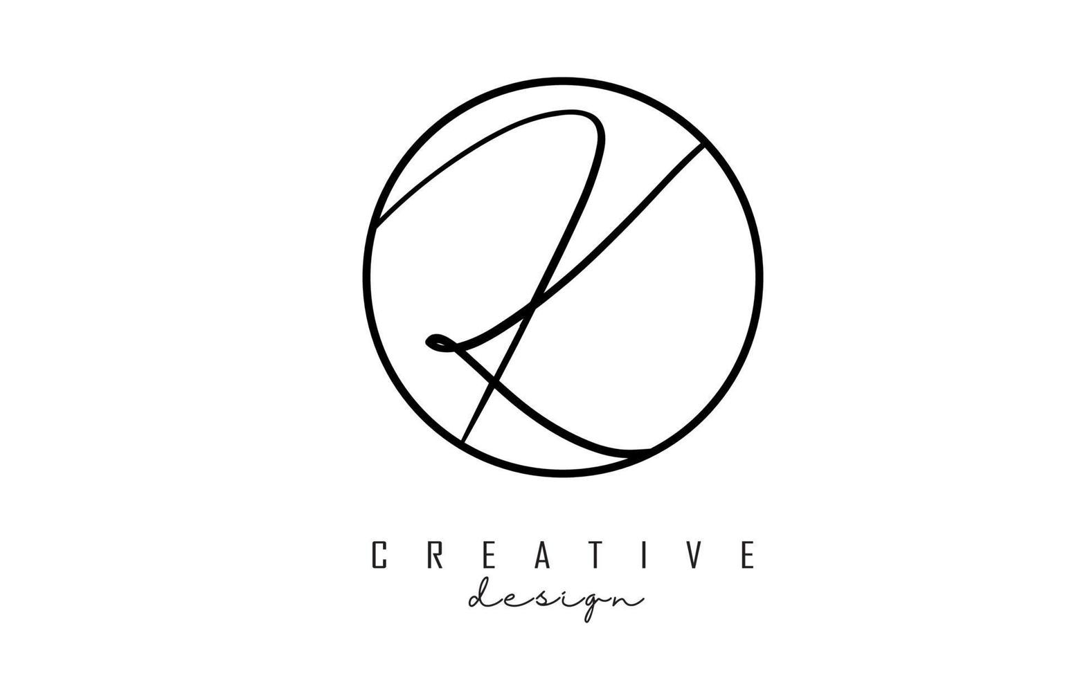 Handwriting letters K logo design with simple circle vector illustration.