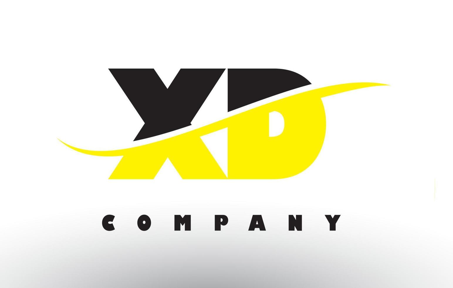 XD X D Black and Yellow Letter Logo with Swoosh. vector