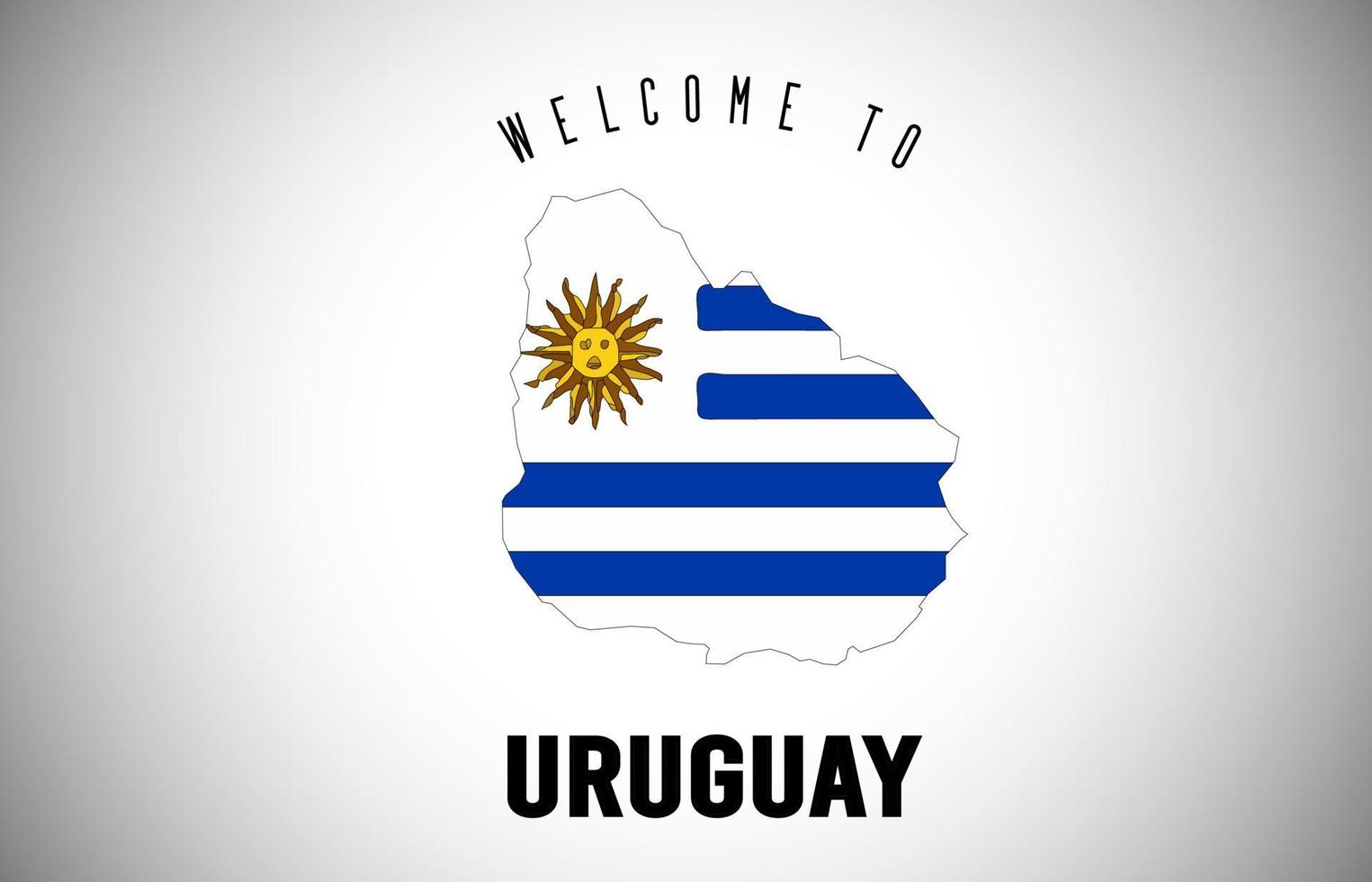 Uruguay Welcome to Text and Country flag inside Country border Map Vector Design.