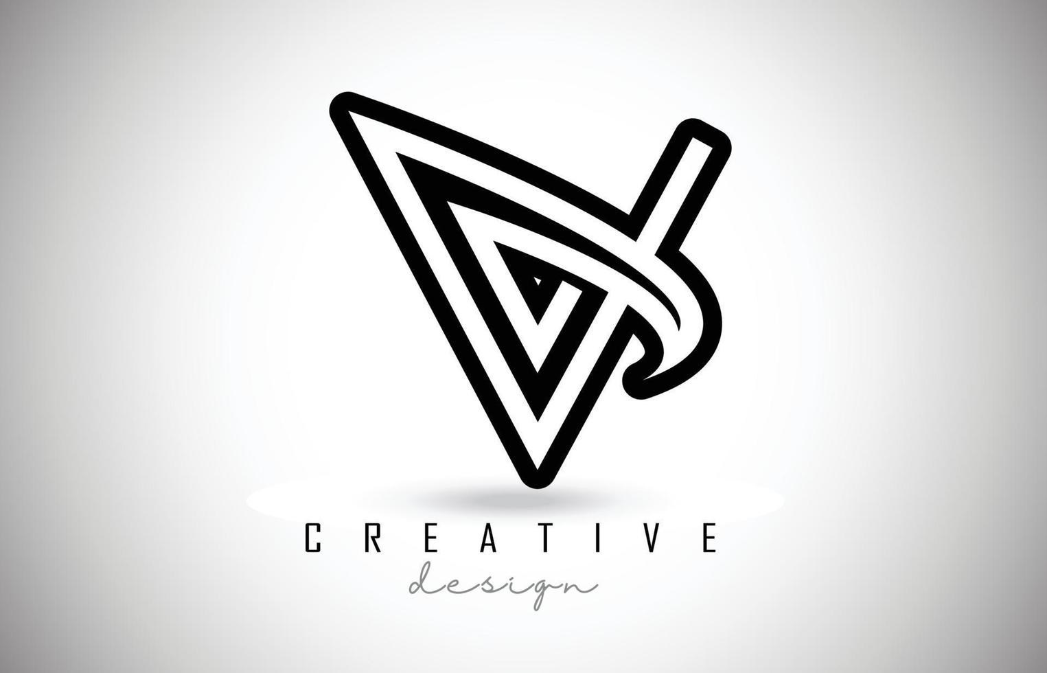 V carta logo monograma diseño vectorial. icono de letra v creativo con líneas negras vector