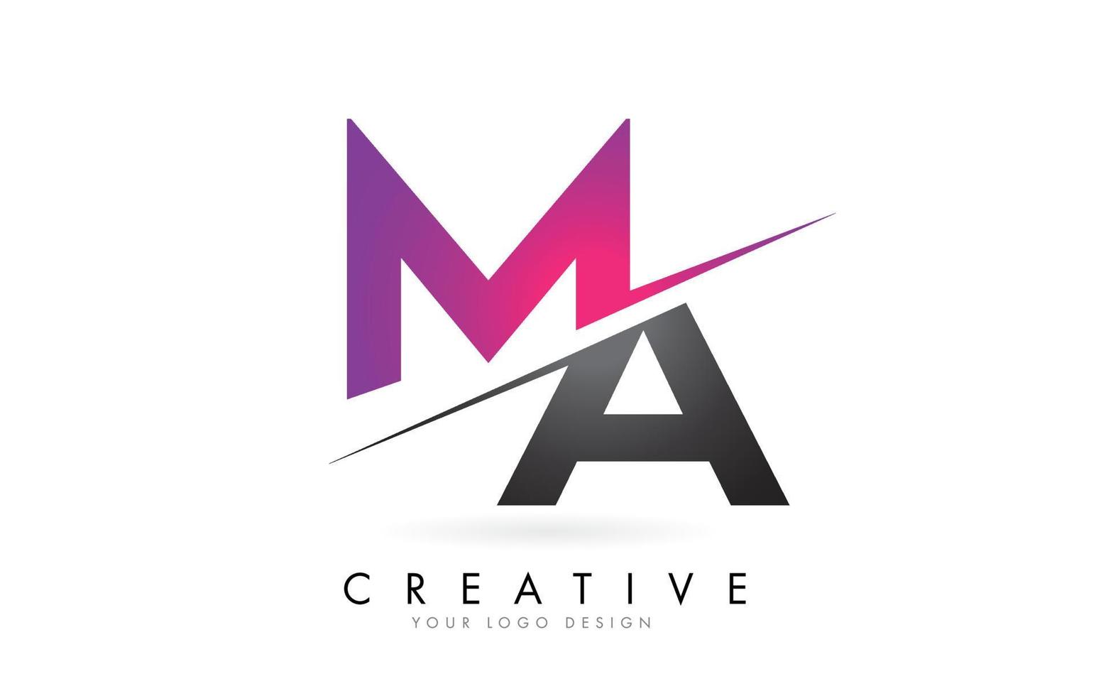 MA M A Letter Logo with Color block Design and Creative Cut. vector