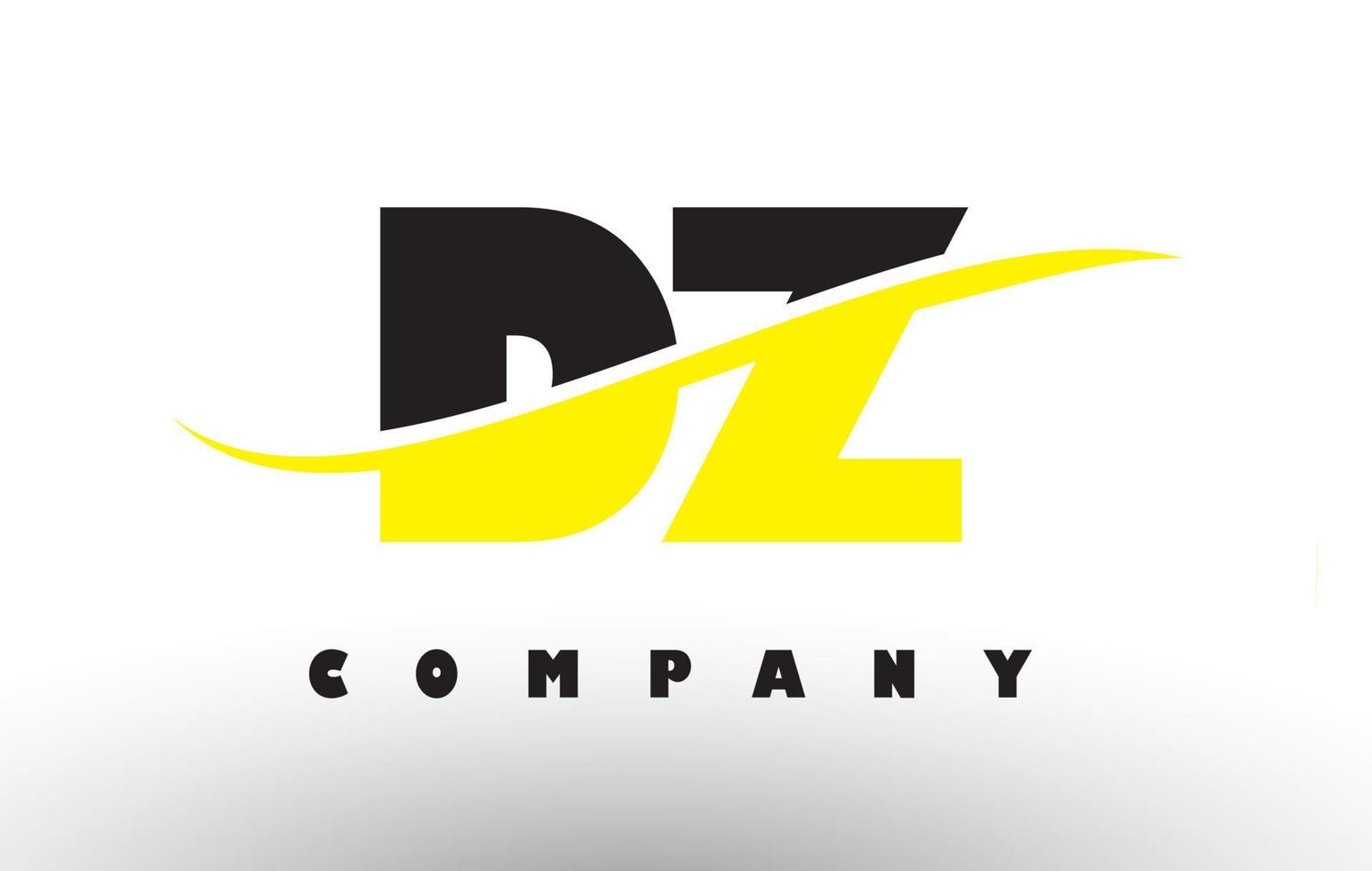 DZ D Z Black and Yellow Letter Logo with Swoosh. vector