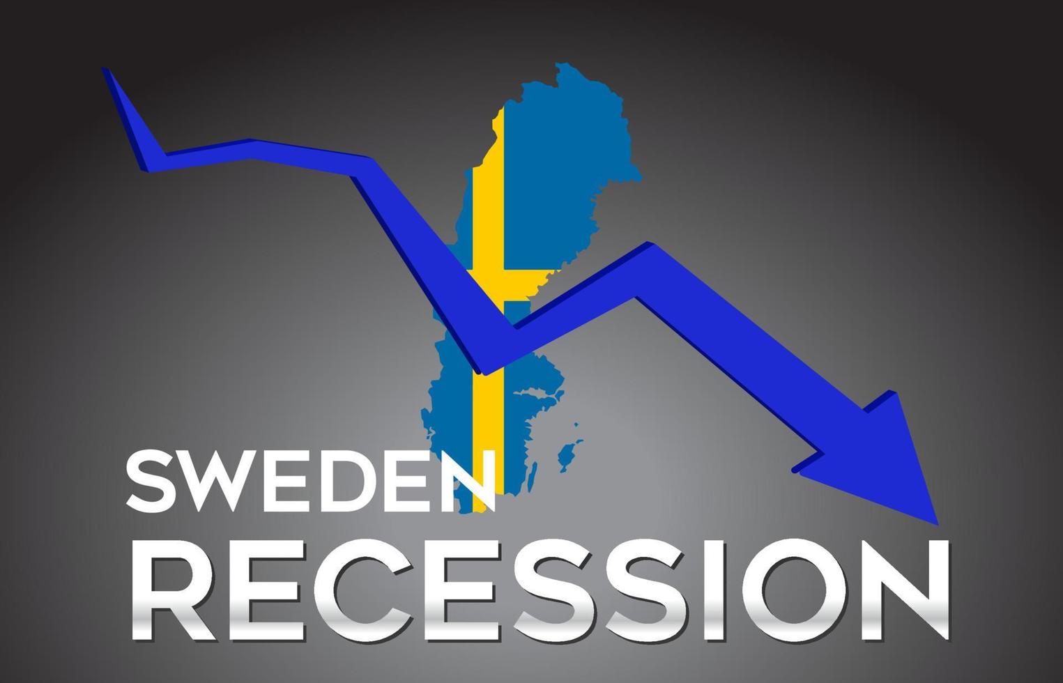 Mapa del concepto creativo de la crisis económica de la recesión de Suecia con la flecha del desplome económico. vector