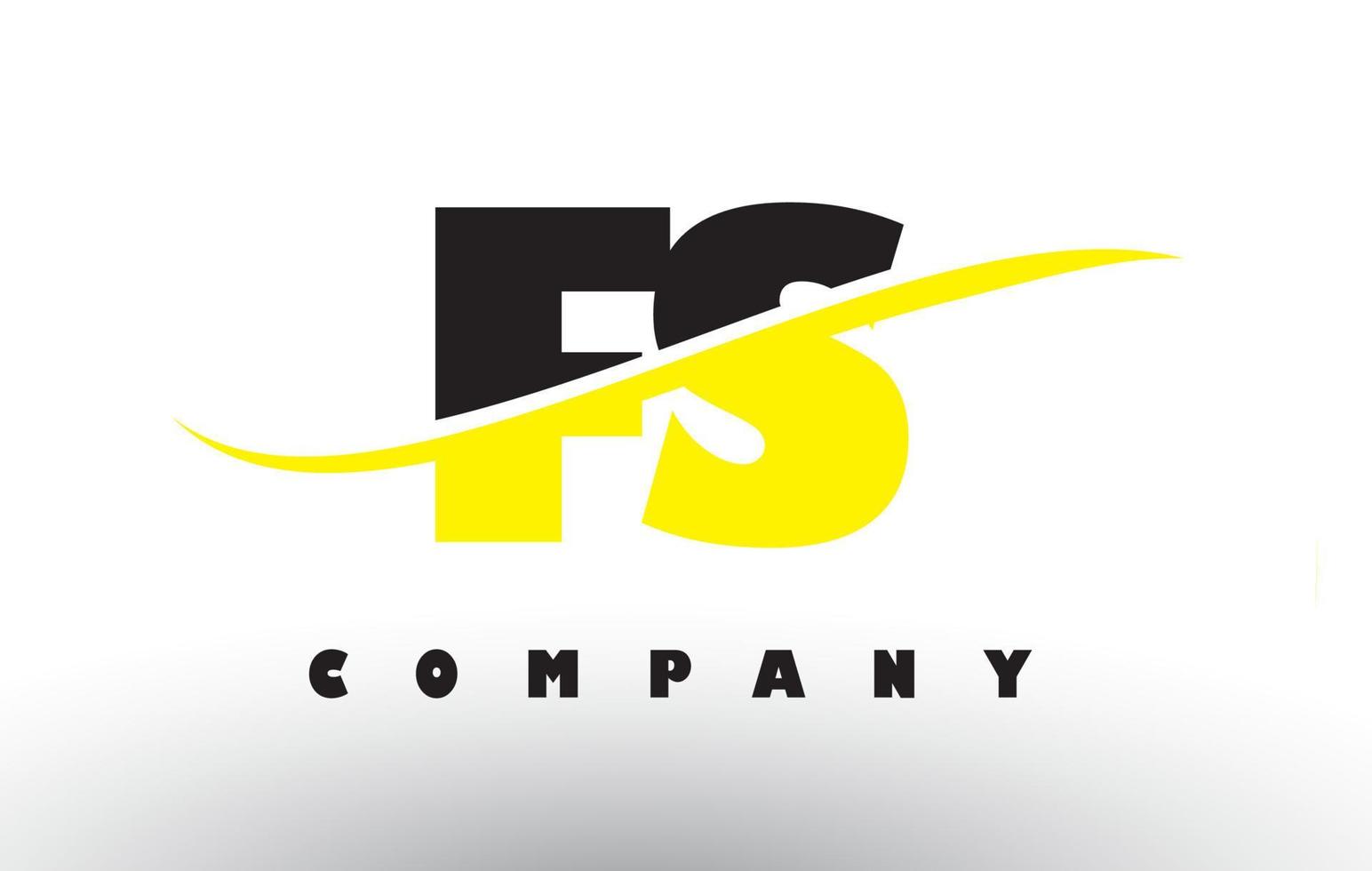 FS F S Black and Yellow Letter Logo with Swoosh. vector