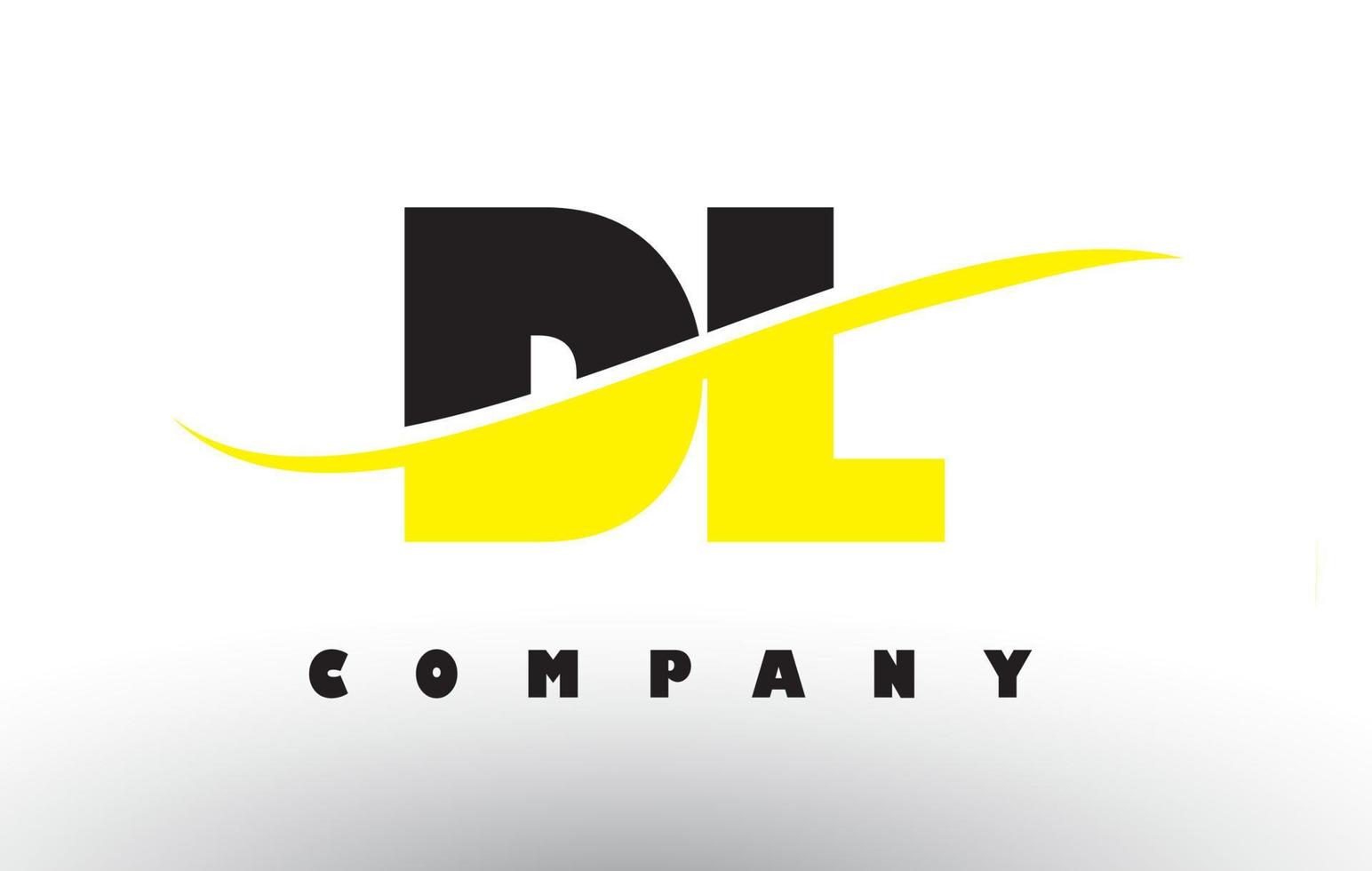 DL D L Black and Yellow Letter Logo with Swoosh. vector