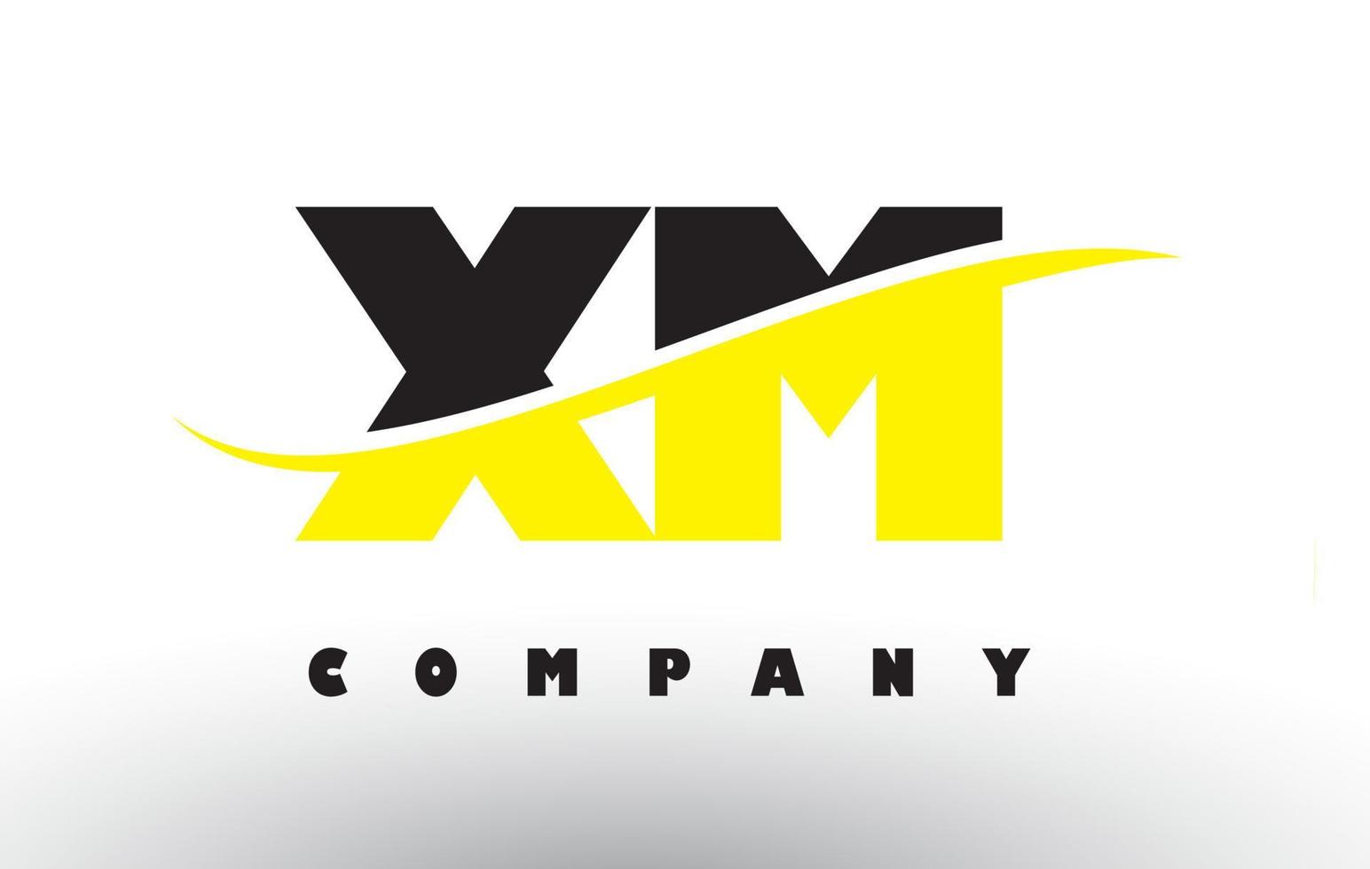 XM X M Black and Yellow Letter Logo with Swoosh. vector