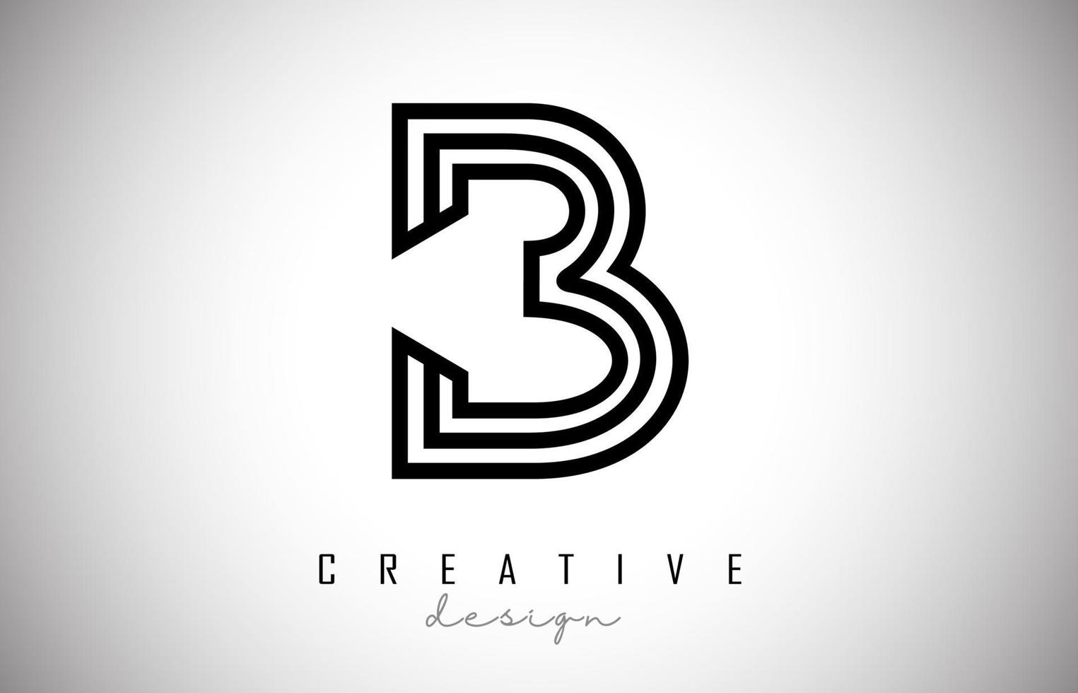 B Letter Logo Monogram Vector Design. Creative B Letter Icon with Black Lines