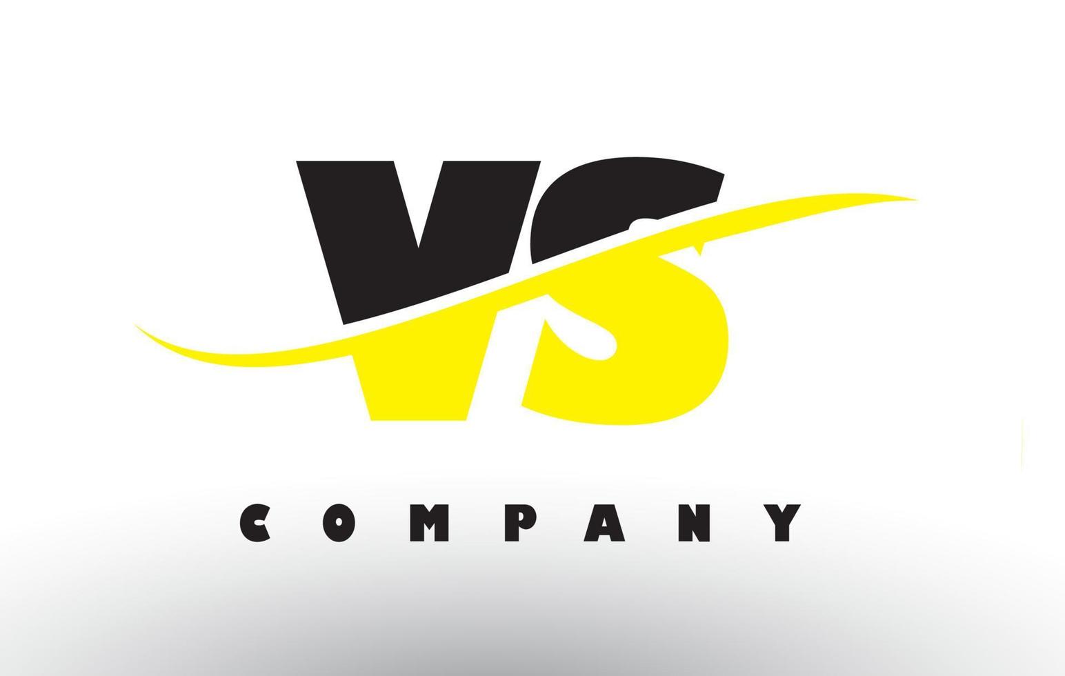 VS V S Black and Yellow Letter Logo with Swoosh. vector