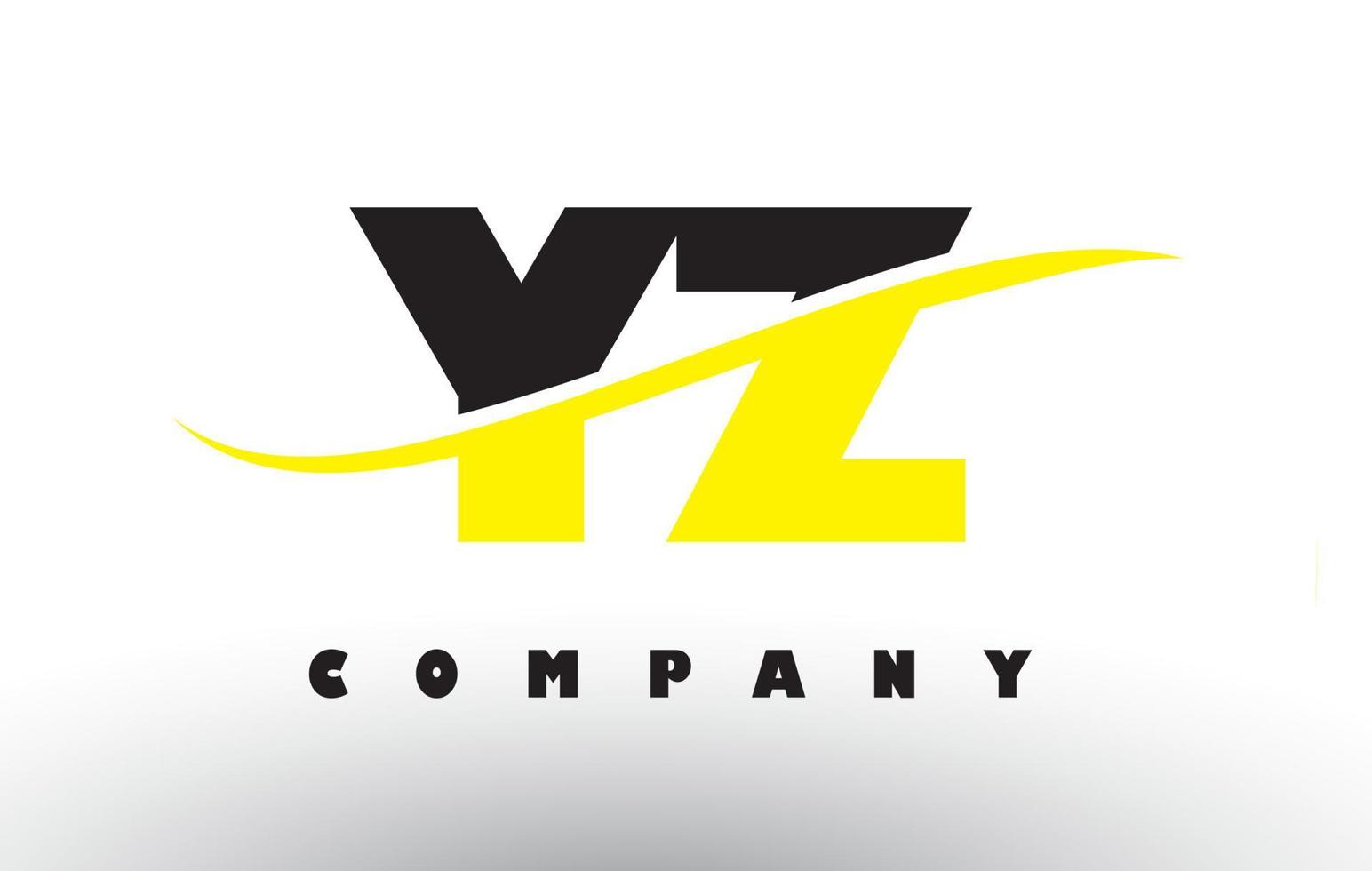Yz yz logo de letra negra y amarilla con swoosh. vector