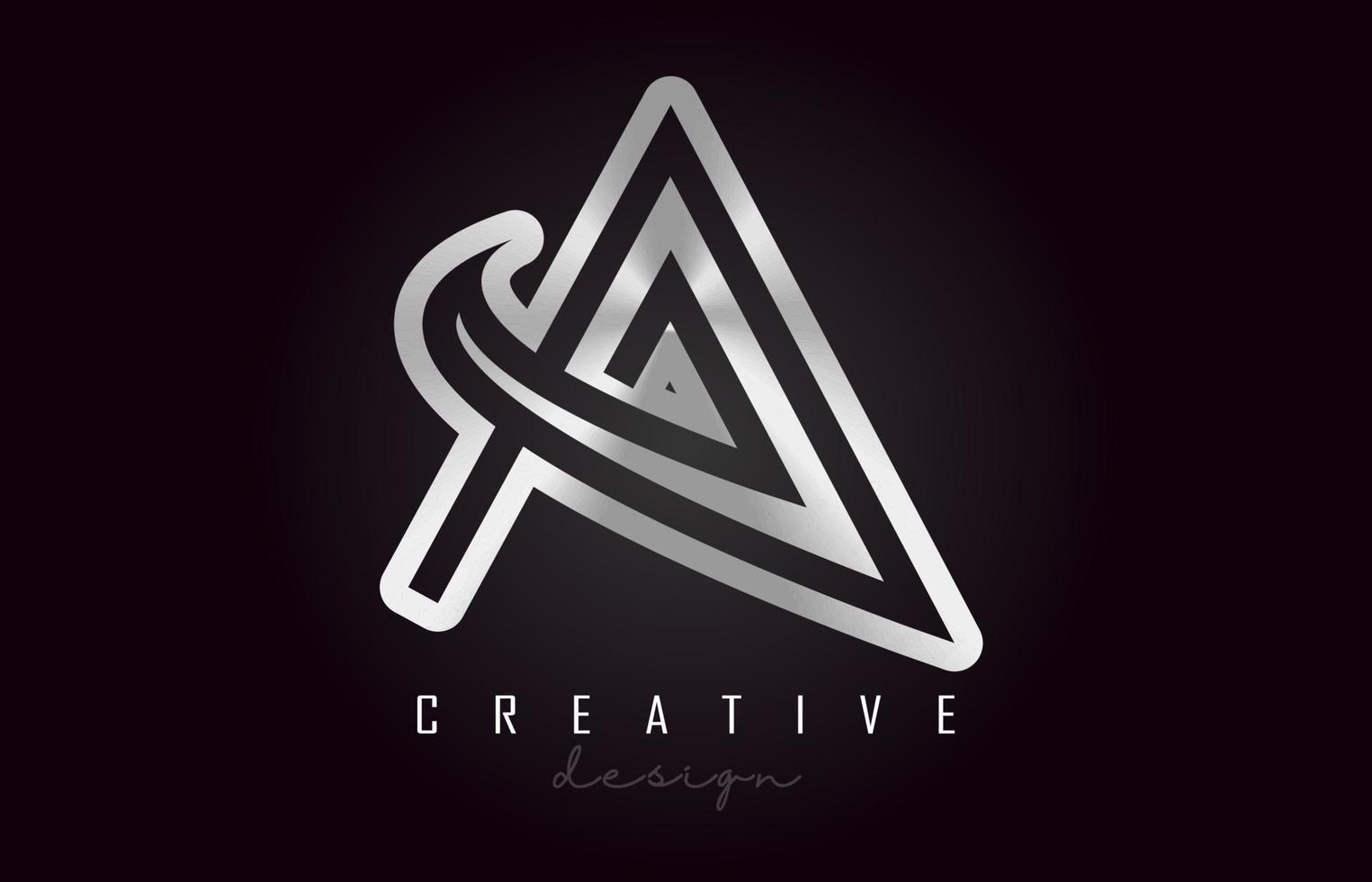 A Silver Letter Logo Monogram Vector Design. Creative A Silver Metal Letter Icon
