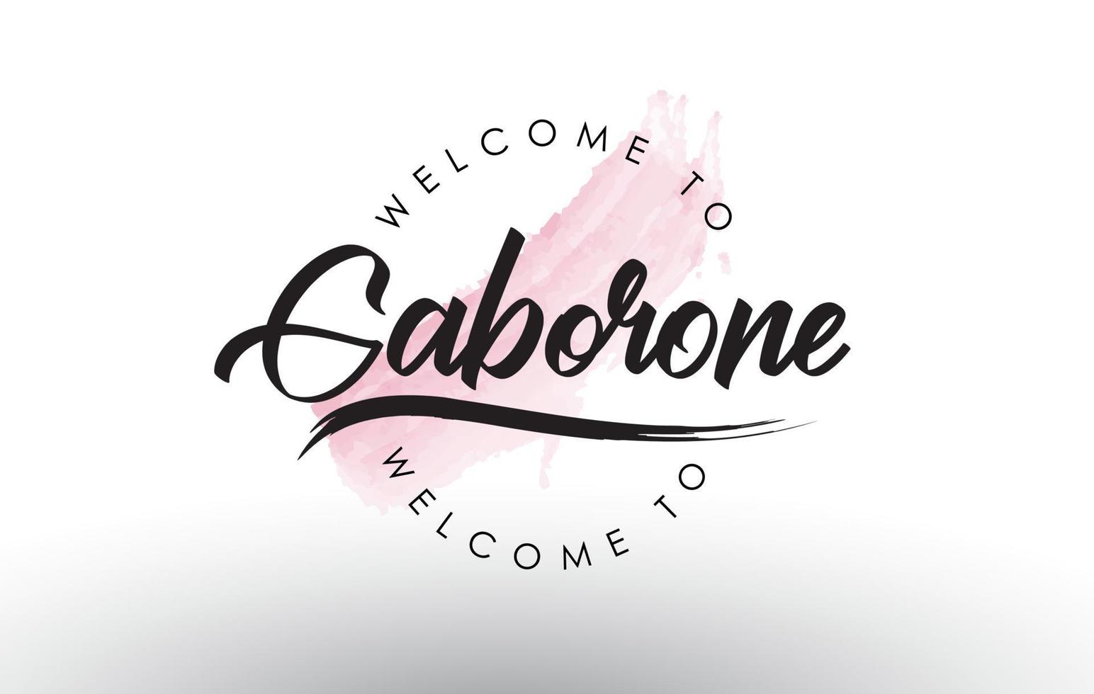 gaborone bienvenido al texto con pincelada rosa acuarela vector