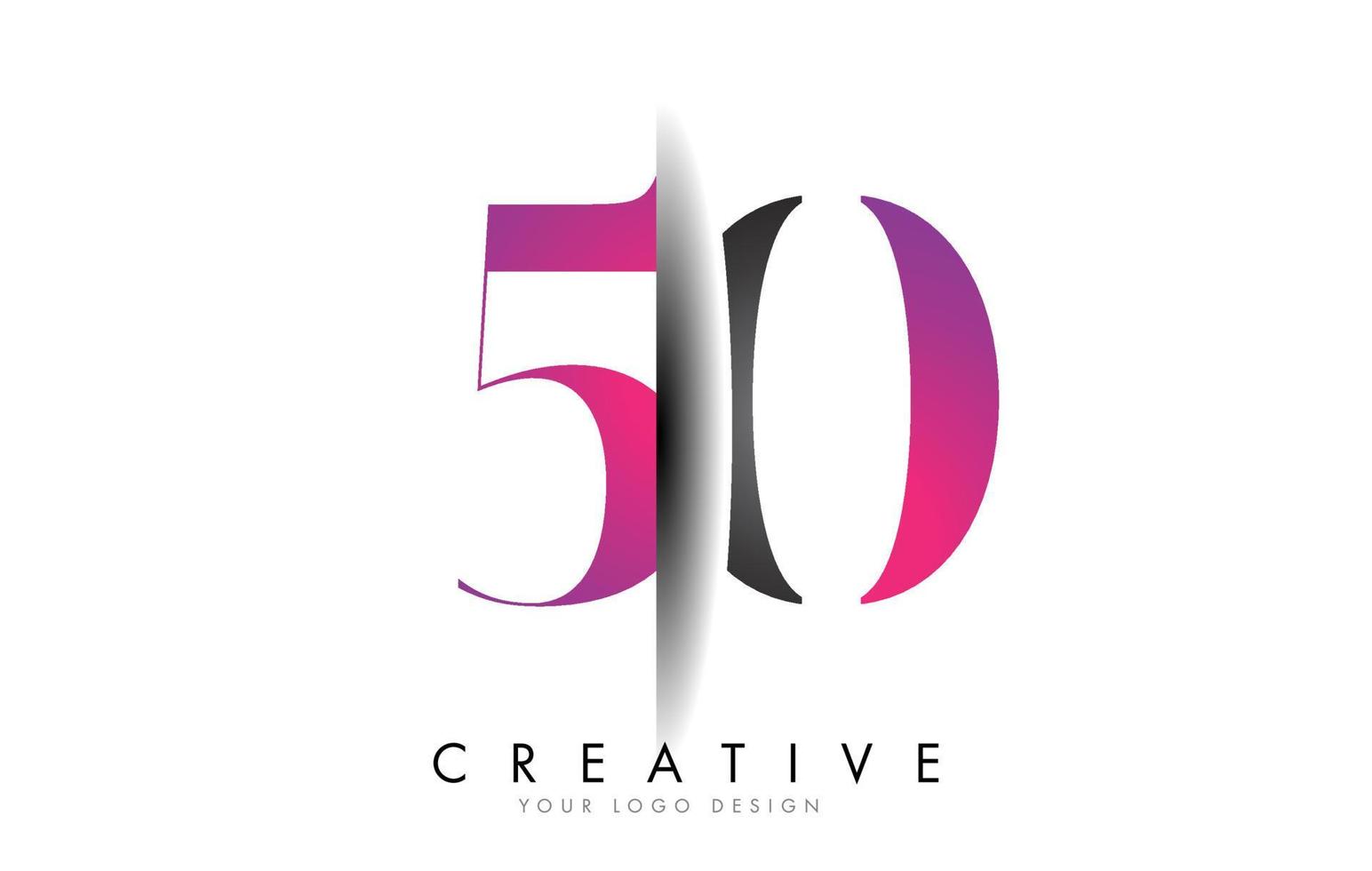 50 5 0 Grey and Pink Number Logo with Creative Shadow Cut Vector. vector