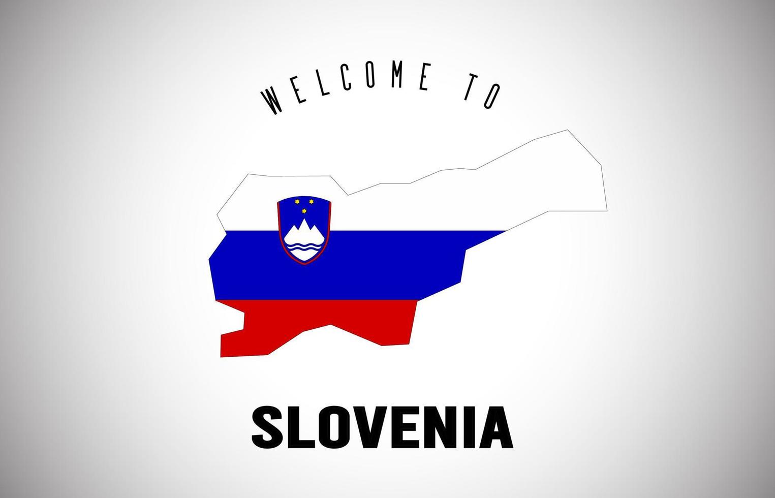 Slovenia Welcome to Text and Country flag inside Country border Map Vector Design.