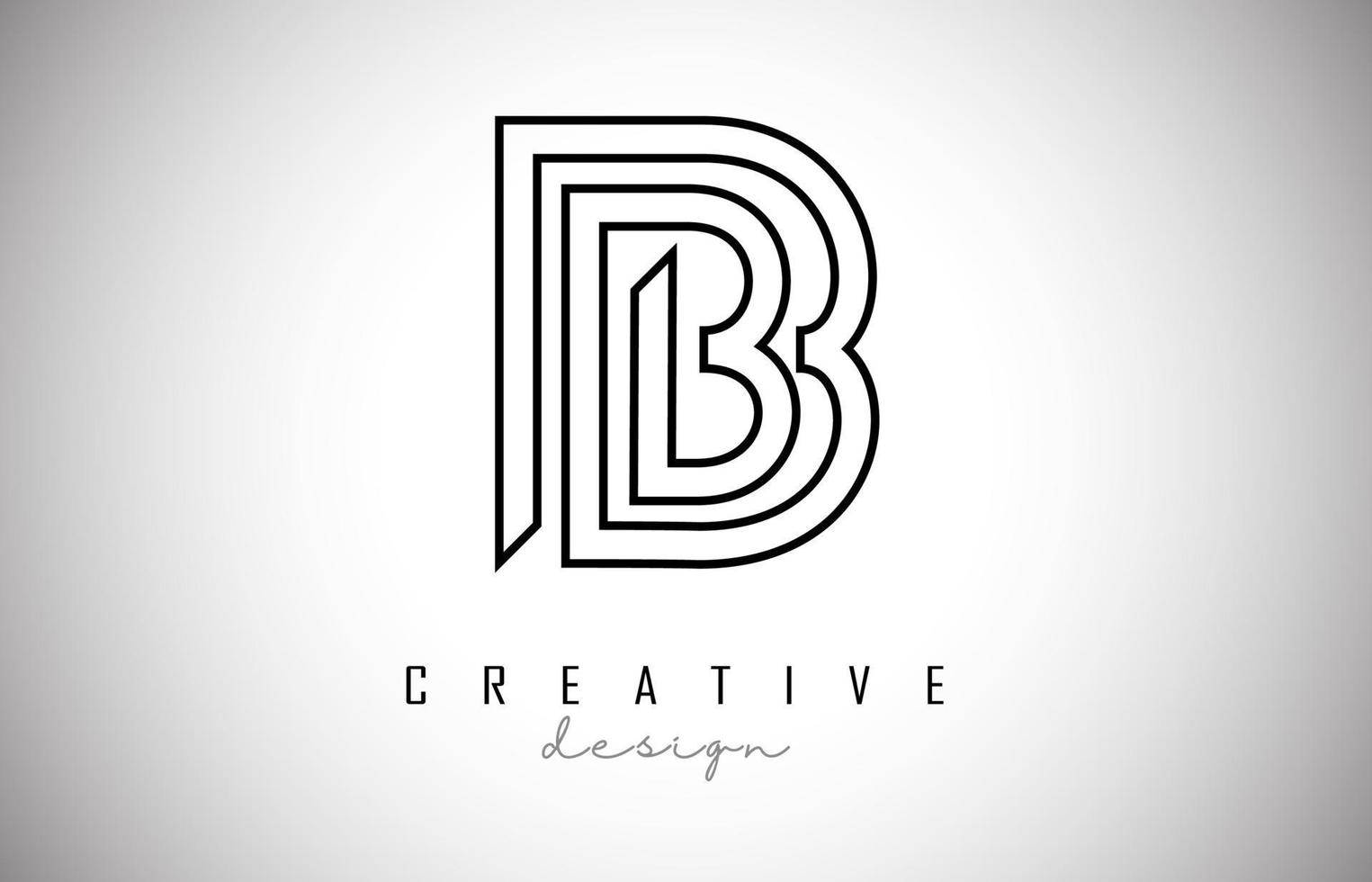 B Letter Logo Monogram Vector Design. Creative B Letter Icon with Black Lines