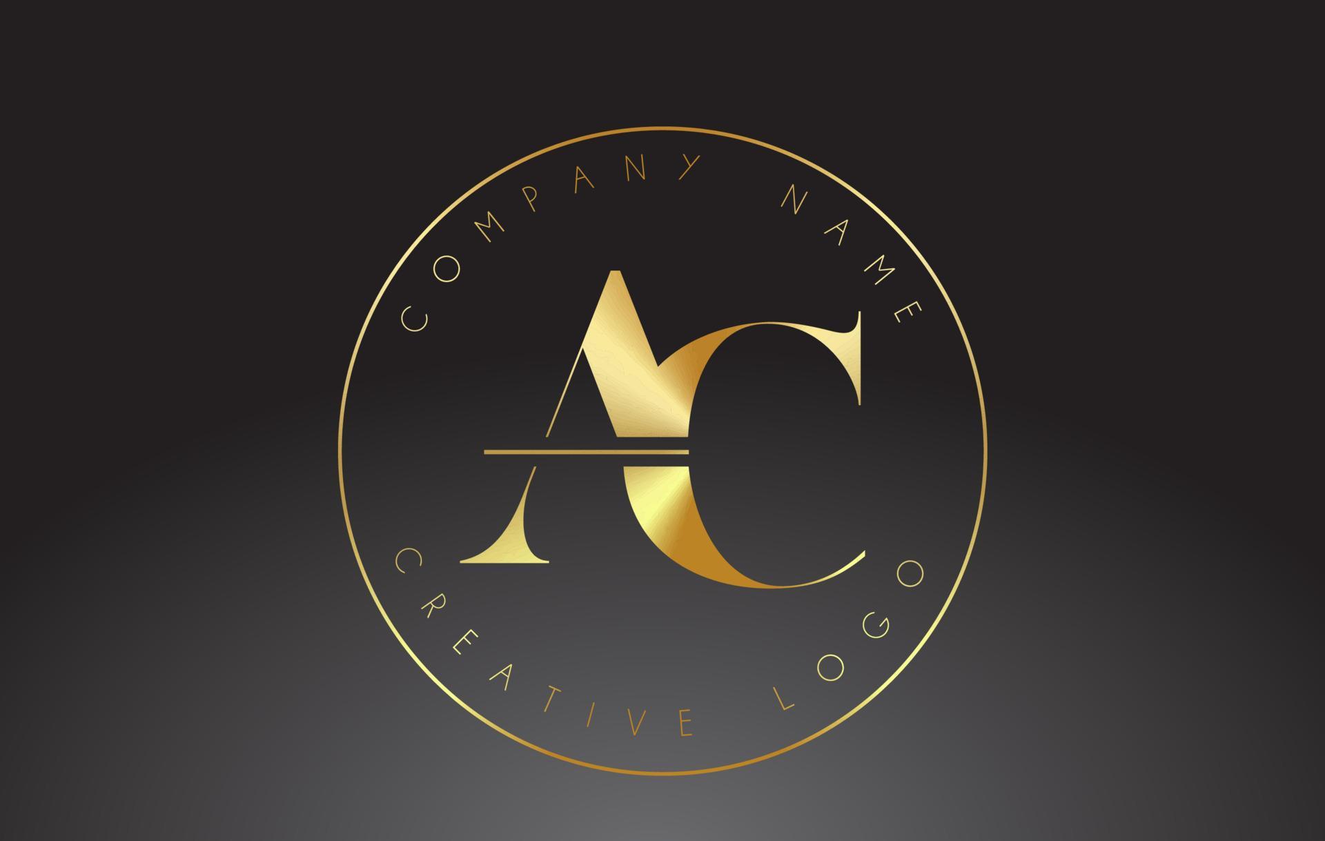 Golden Letters AC A C Logo with a minimalist design. Simple AC Icon ...