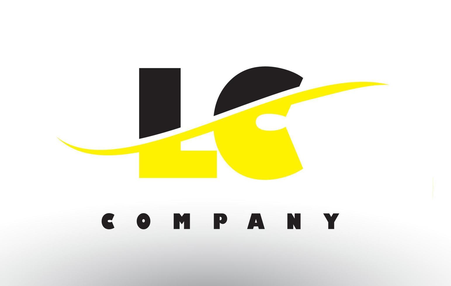 lc lc logo de letra negra y amarilla con swoosh. vector