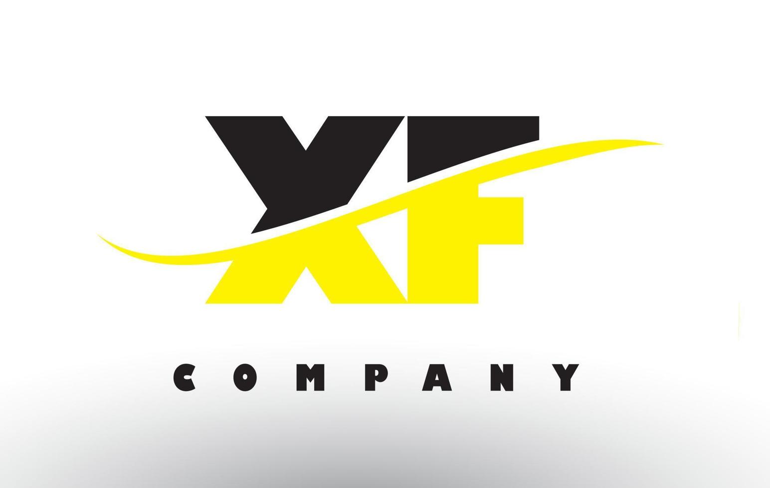 XF X F Black and Yellow Letter Logo with Swoosh. vector