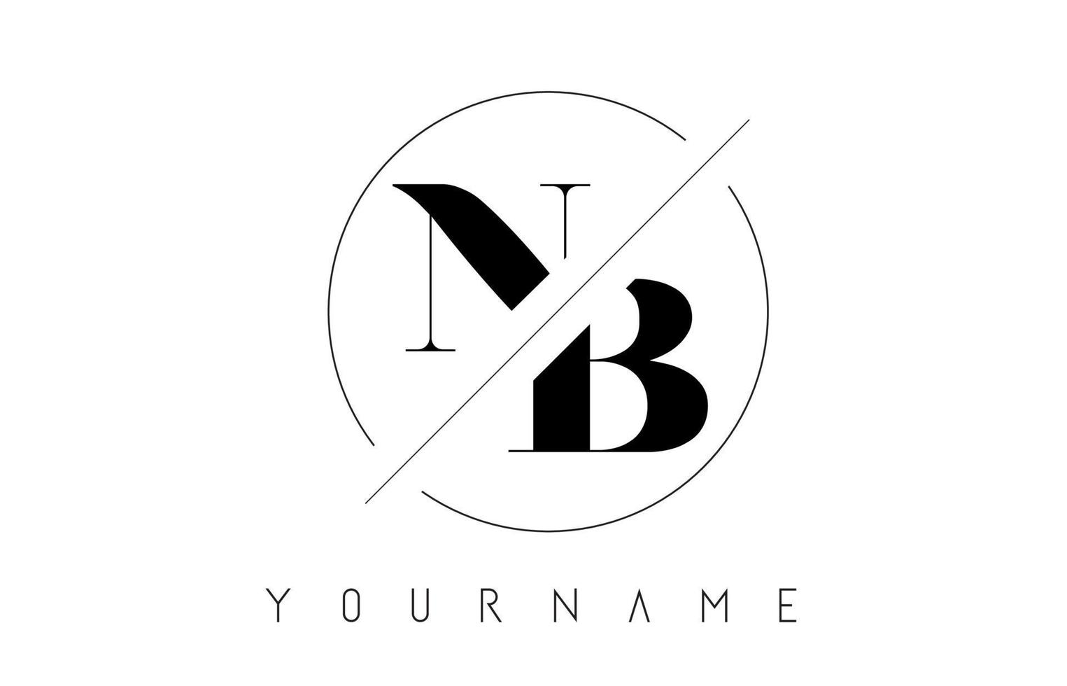 Logotipo de letra nb con diseño cortado e intersectado. vector