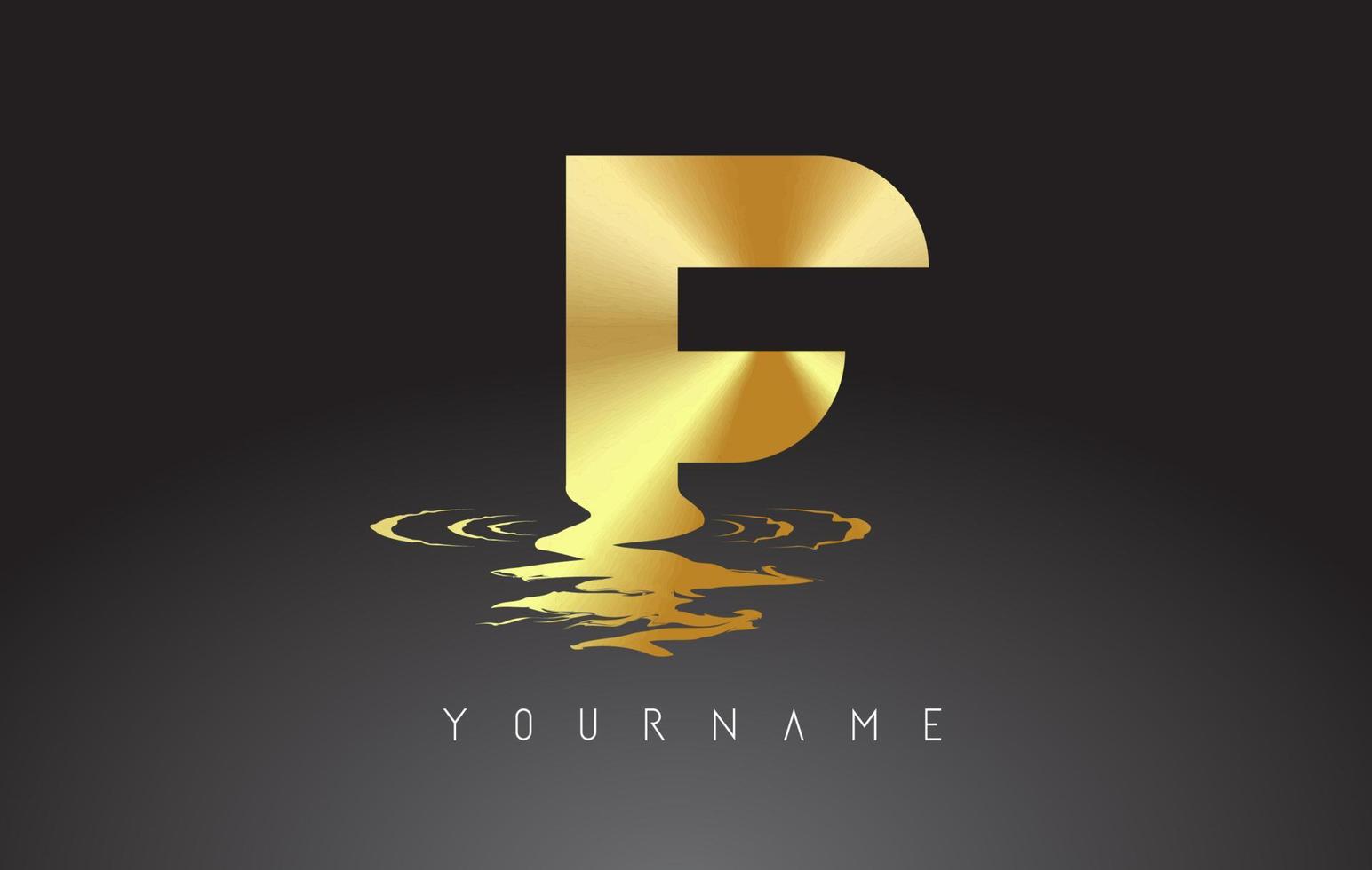 F Letter Logo Design with Water Effect Vector Illustration.