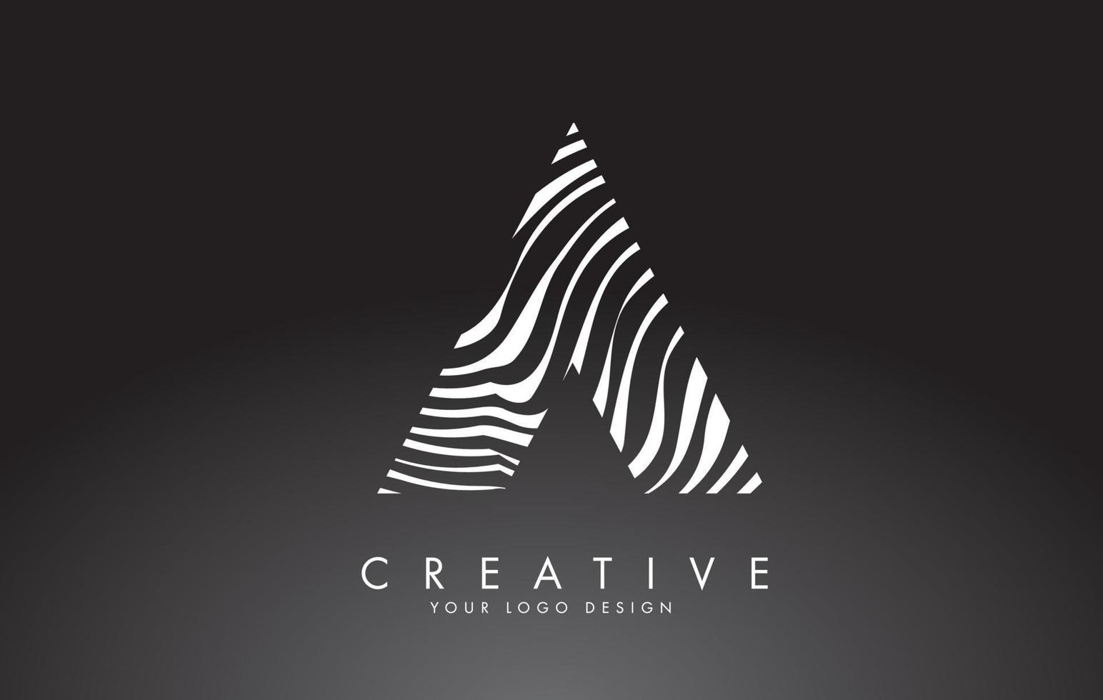 A Letter Logo Design with Fingerprint, black and white wood or Zebra texture on a Black Background. vector