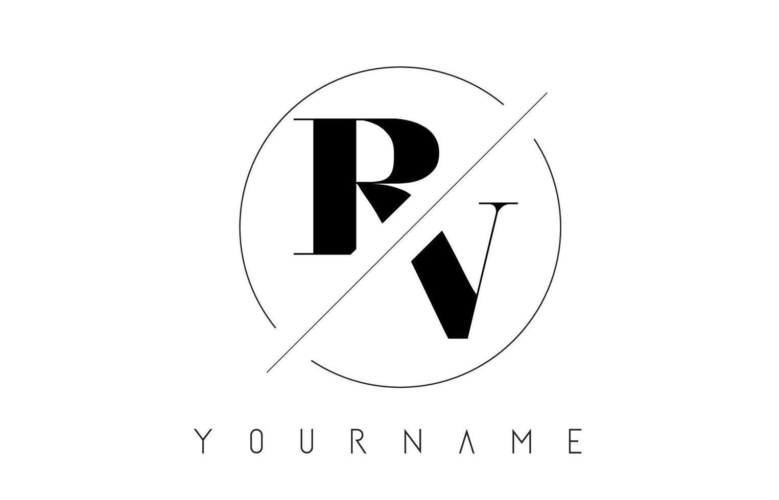 RV Letter Logo with Cutted and Intersected Design vector