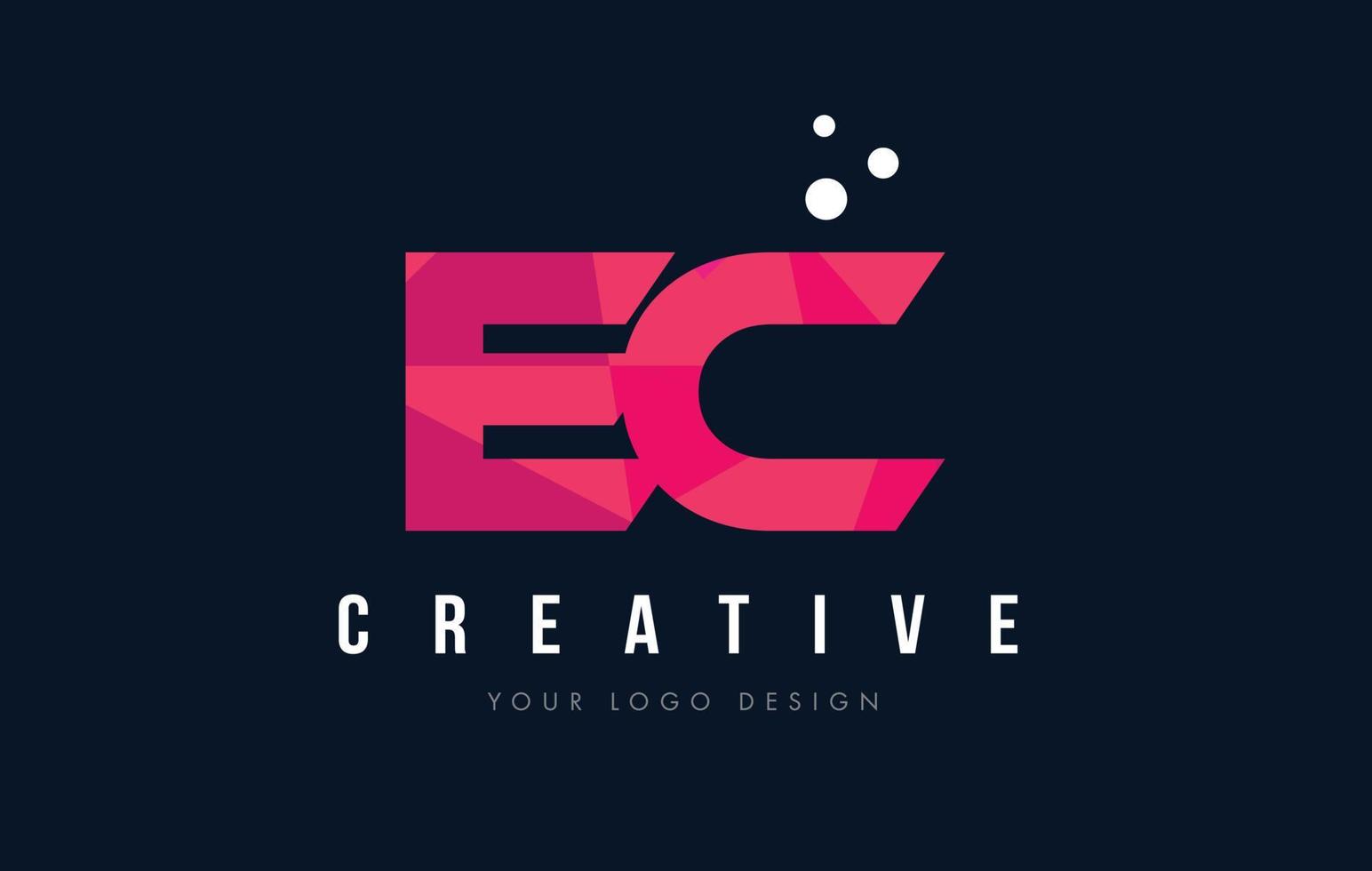 EC E C Letter Logo with Purple Low Poly Pink Triangles Concept vector