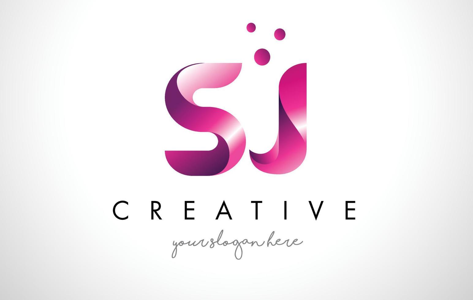 SJ Letter Logo Design with Purple Colors and Dots vector
