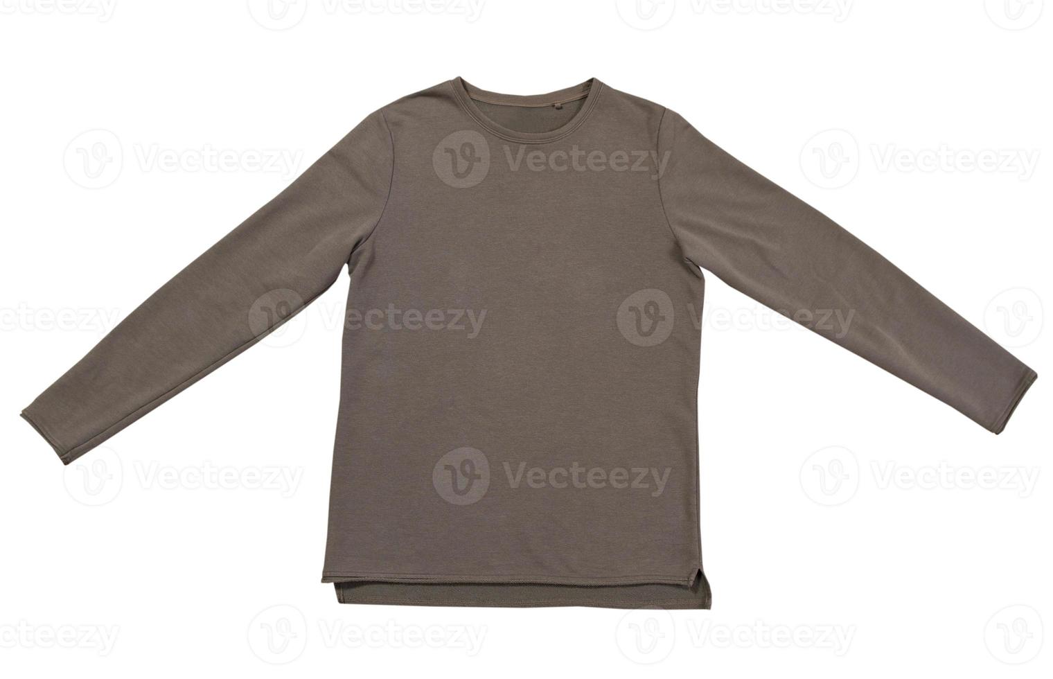 Male green sweater isolated on the white. Khaki sport blank sweatshirt isolated on white photo