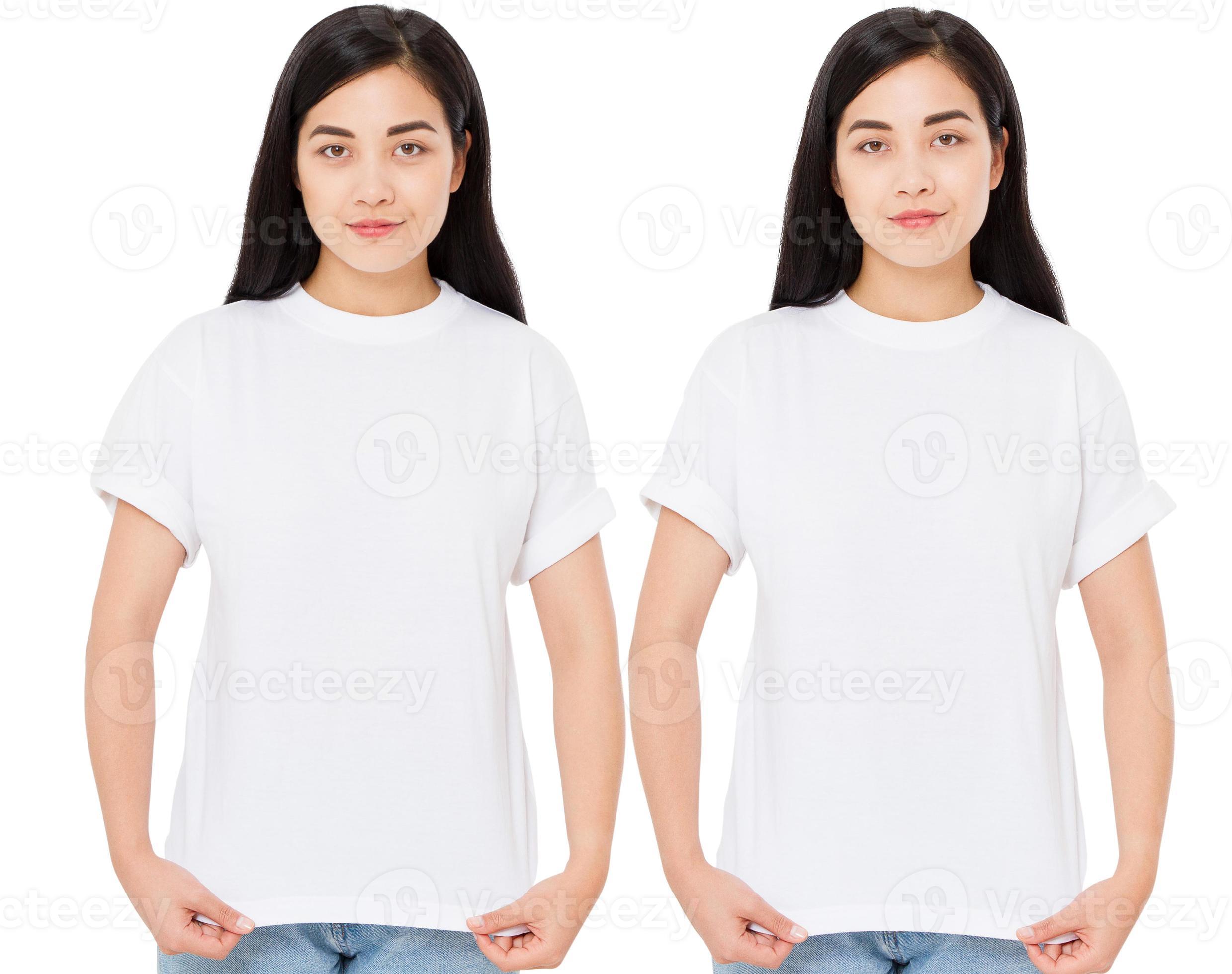 young korean woman in stylish t-shirt on white background. Mockup for  design asian girl 5041347 Stock Photo at Vecteezy