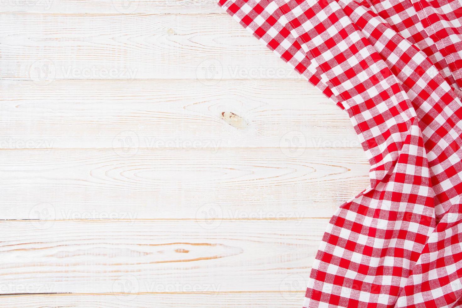 vintage tablecloth on old wooden table, holiday concept,mock up photo