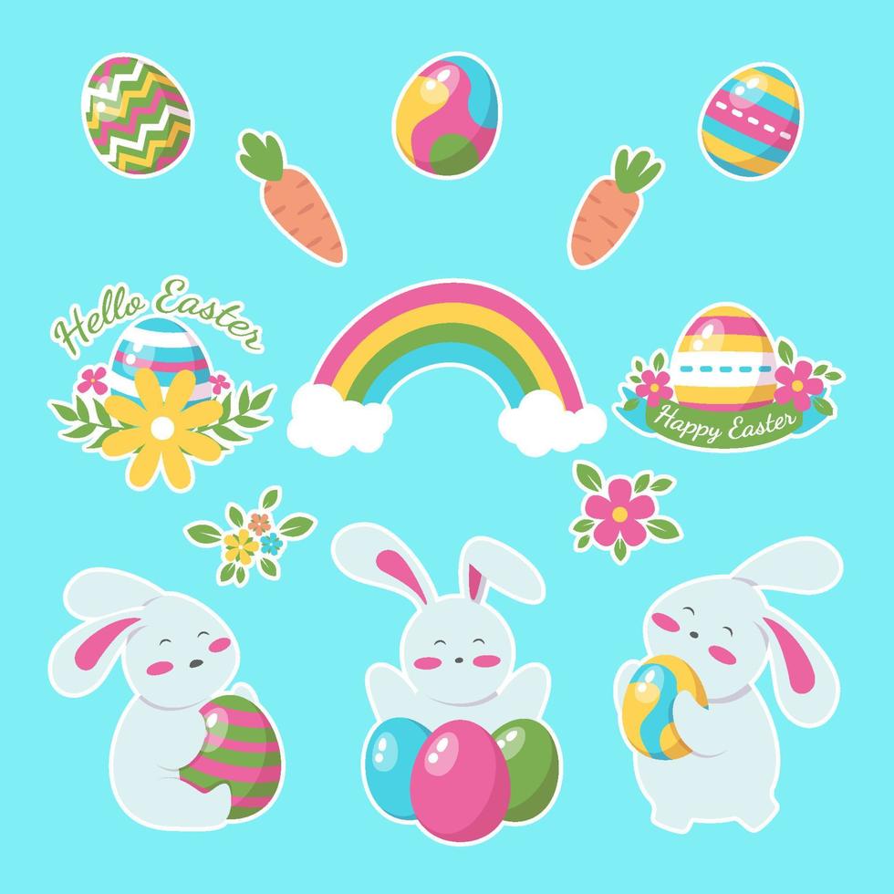 colección de pegatinas del día de pascua vector