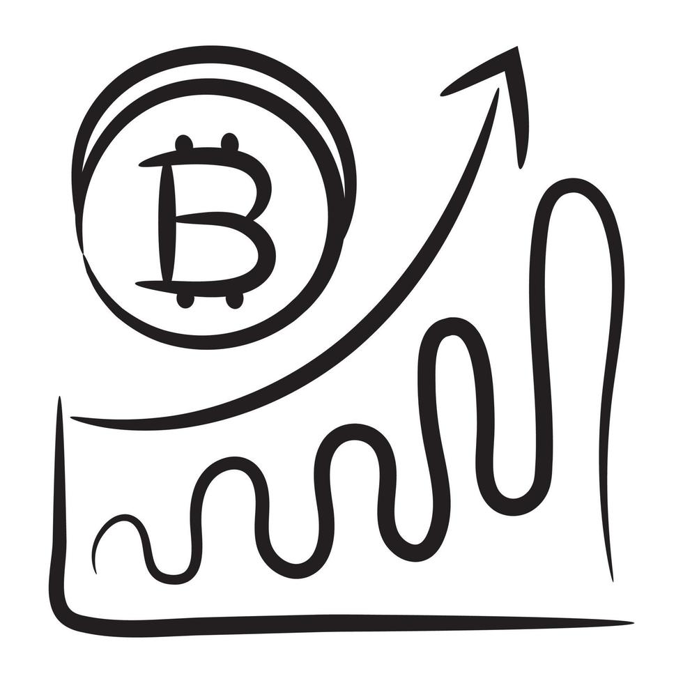 Hand drawn vector design of bitcoin network icon