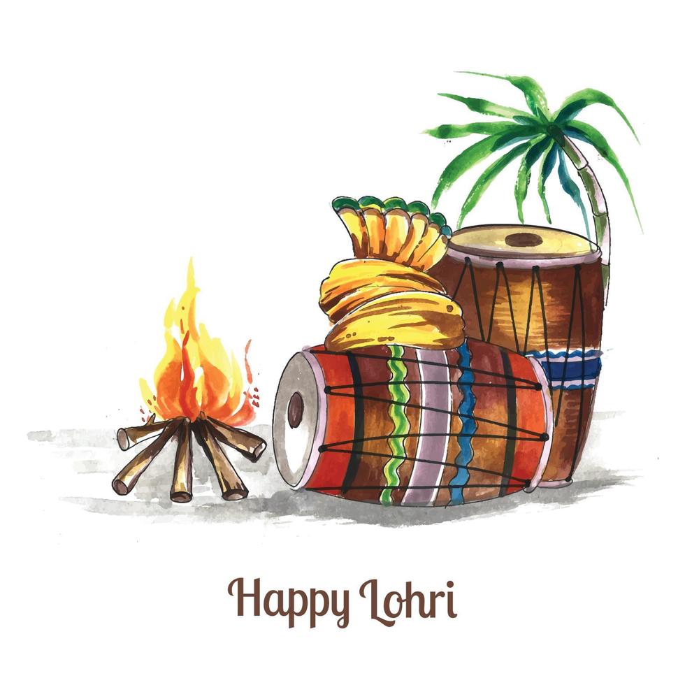 Happy lohri holiday background for punjabi festival vector