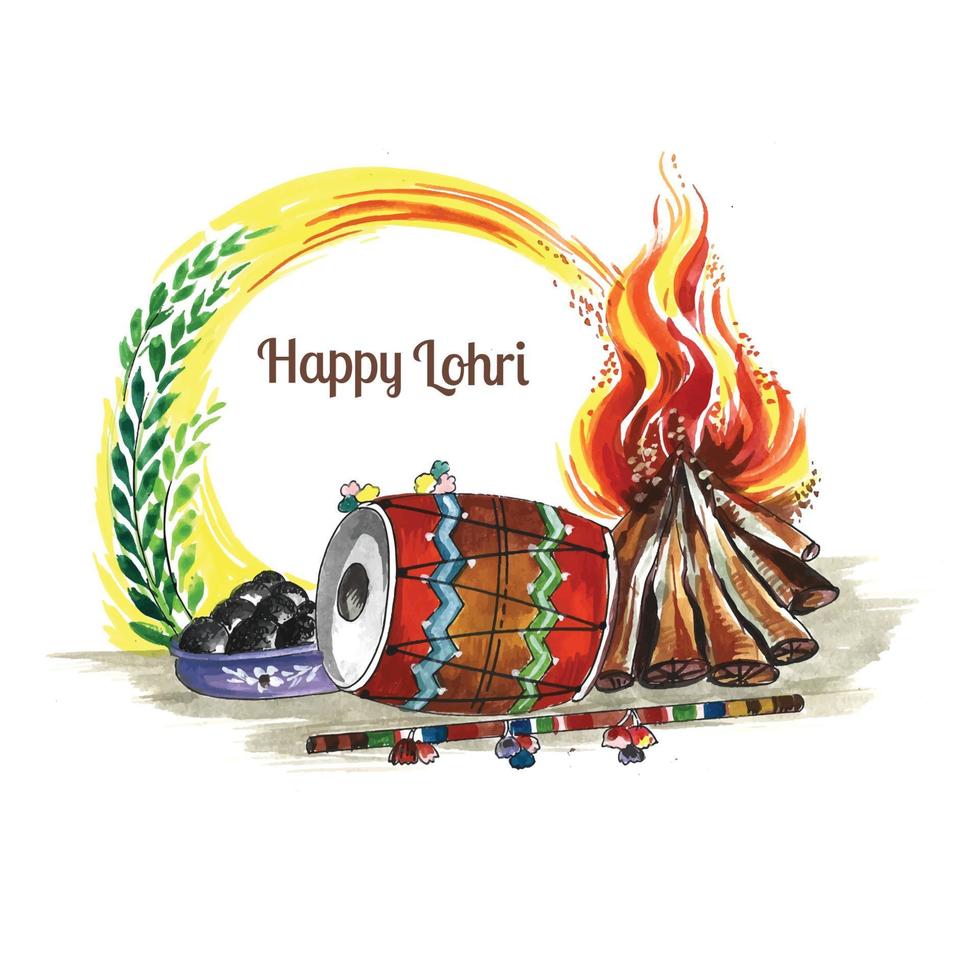 Happy lohri holiday punjabi festival card background 5041678 Vector Art at  Vecteezy