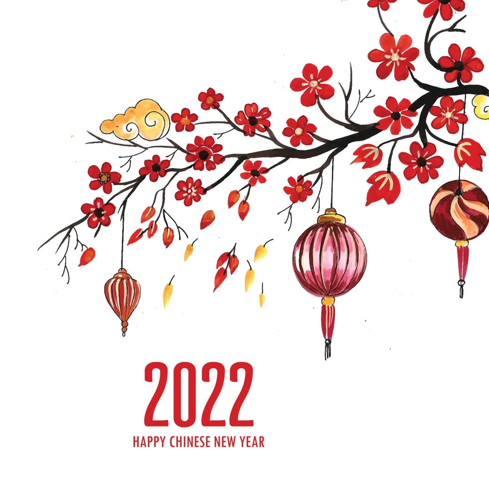 Decorative 2022 chinese new year greeting card background vector