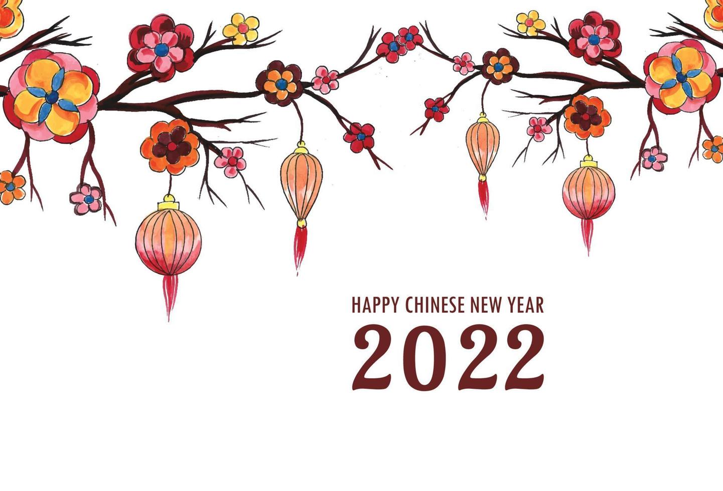 Happy new year 2022 greeting card and chinese new year background vector