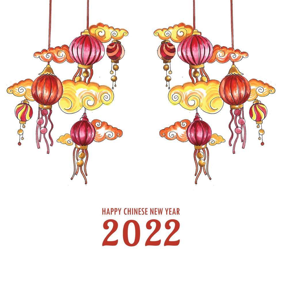 Decorative 2022 chinese new year greeting card background vector