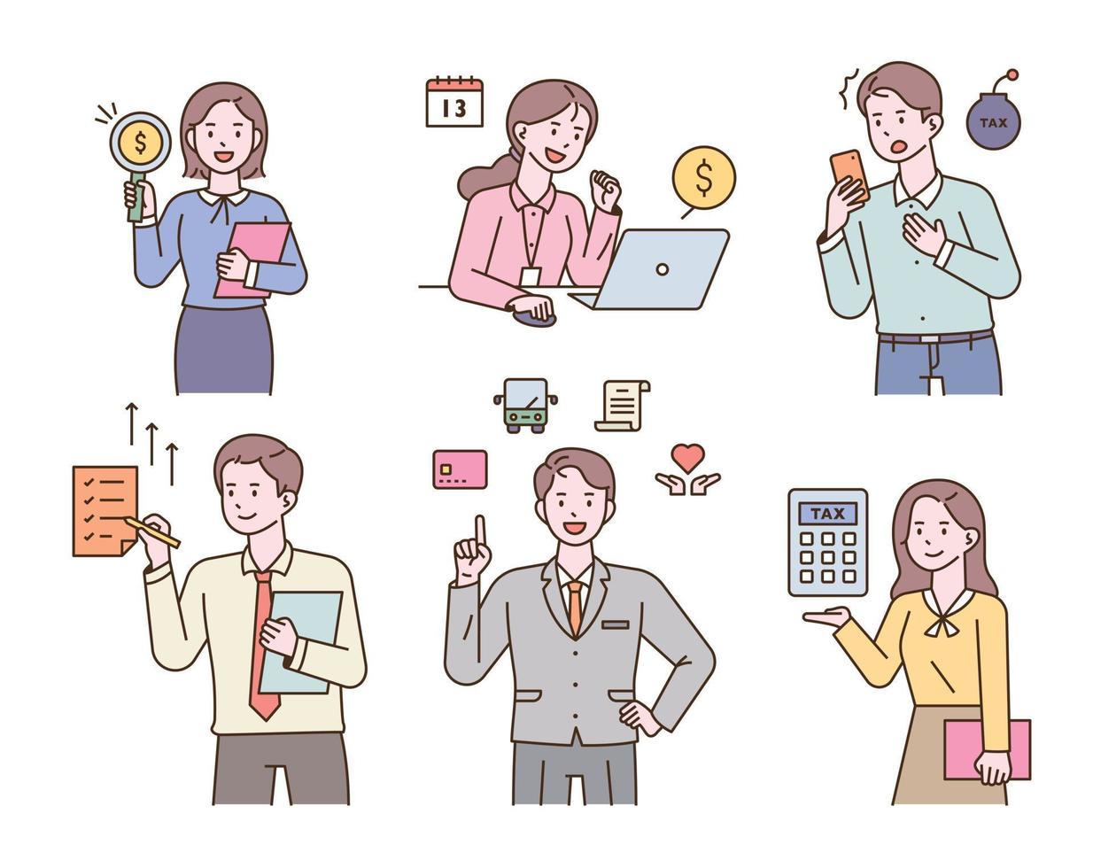 Financial asset design expert tax related icons. vector