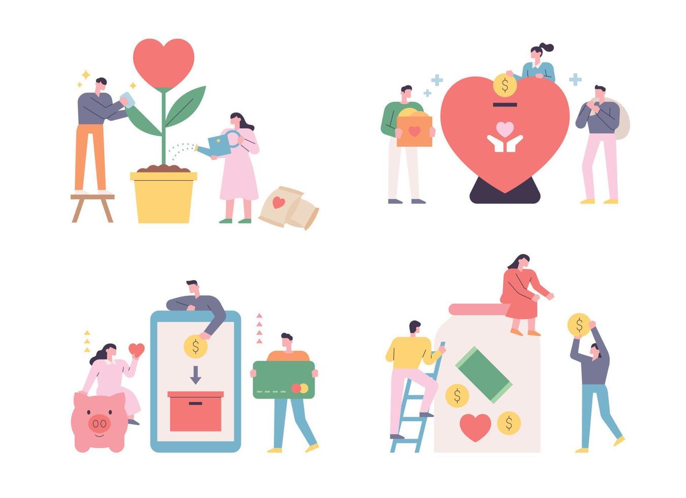 People making a donation concept illustration. vector